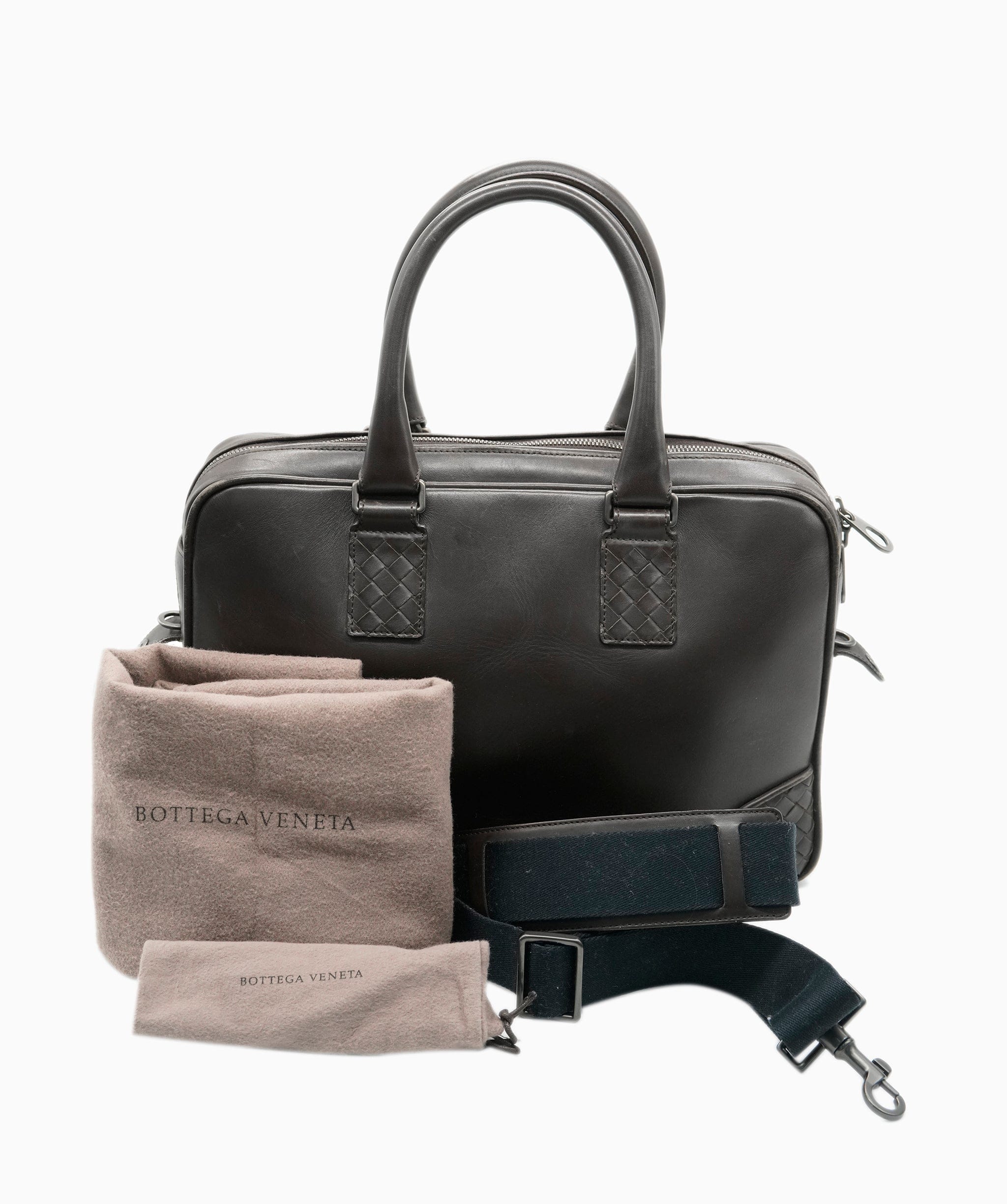 Bottega Veneta Intrecciato Trim Leather Briefcase - APC0006