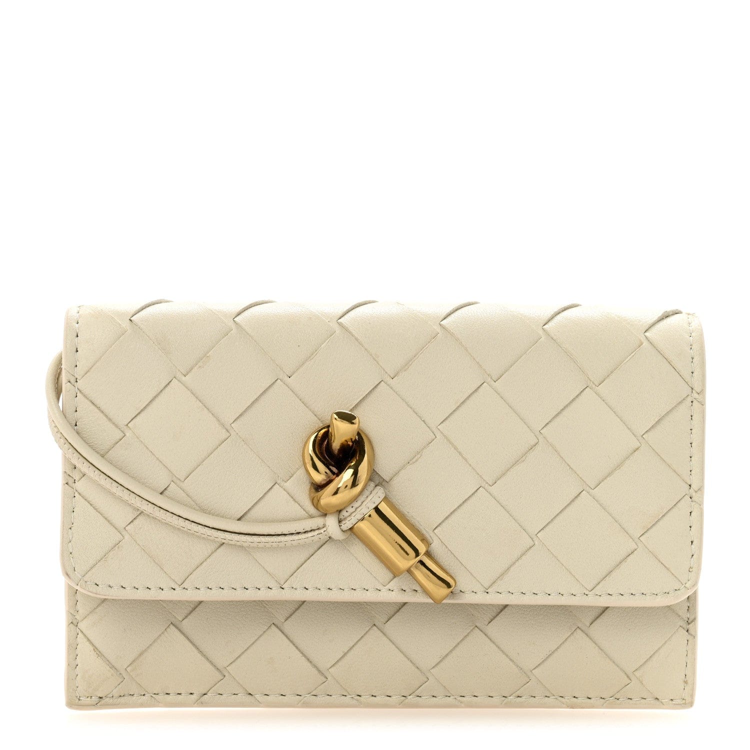 Bottega Veneta Nappa Intrecciato Andiamo Flap Card Case White