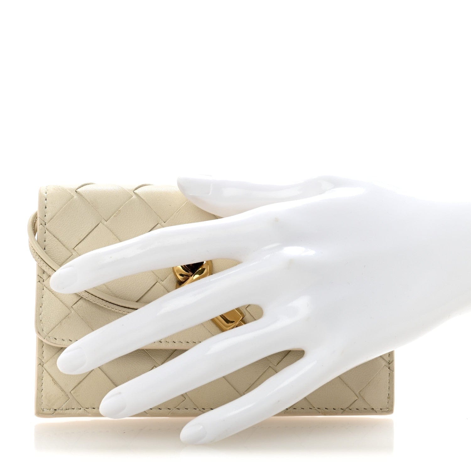 Bottega Veneta Nappa Intrecciato Andiamo Flap Card Case White