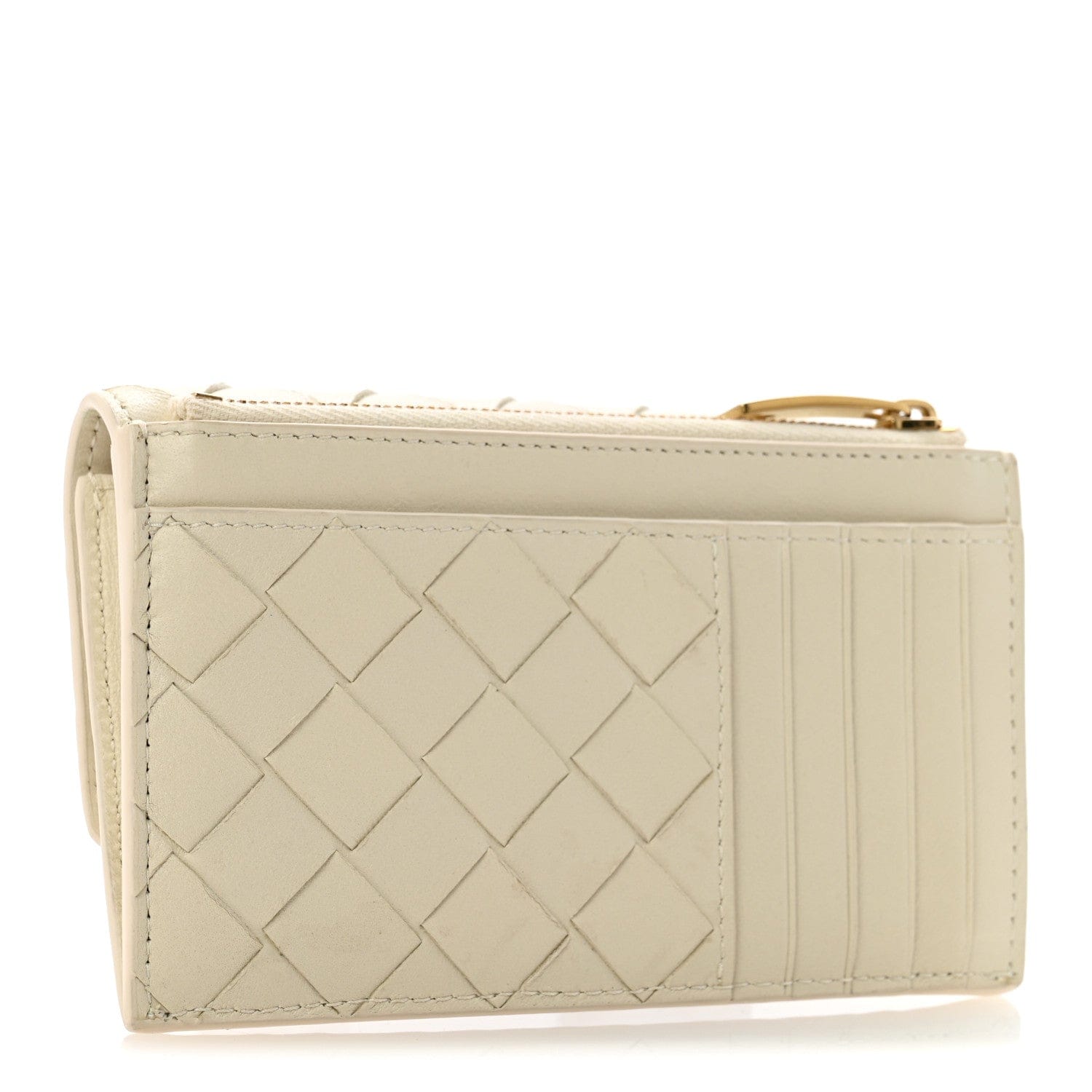 Bottega Veneta Nappa Intrecciato Andiamo Flap Card Case White