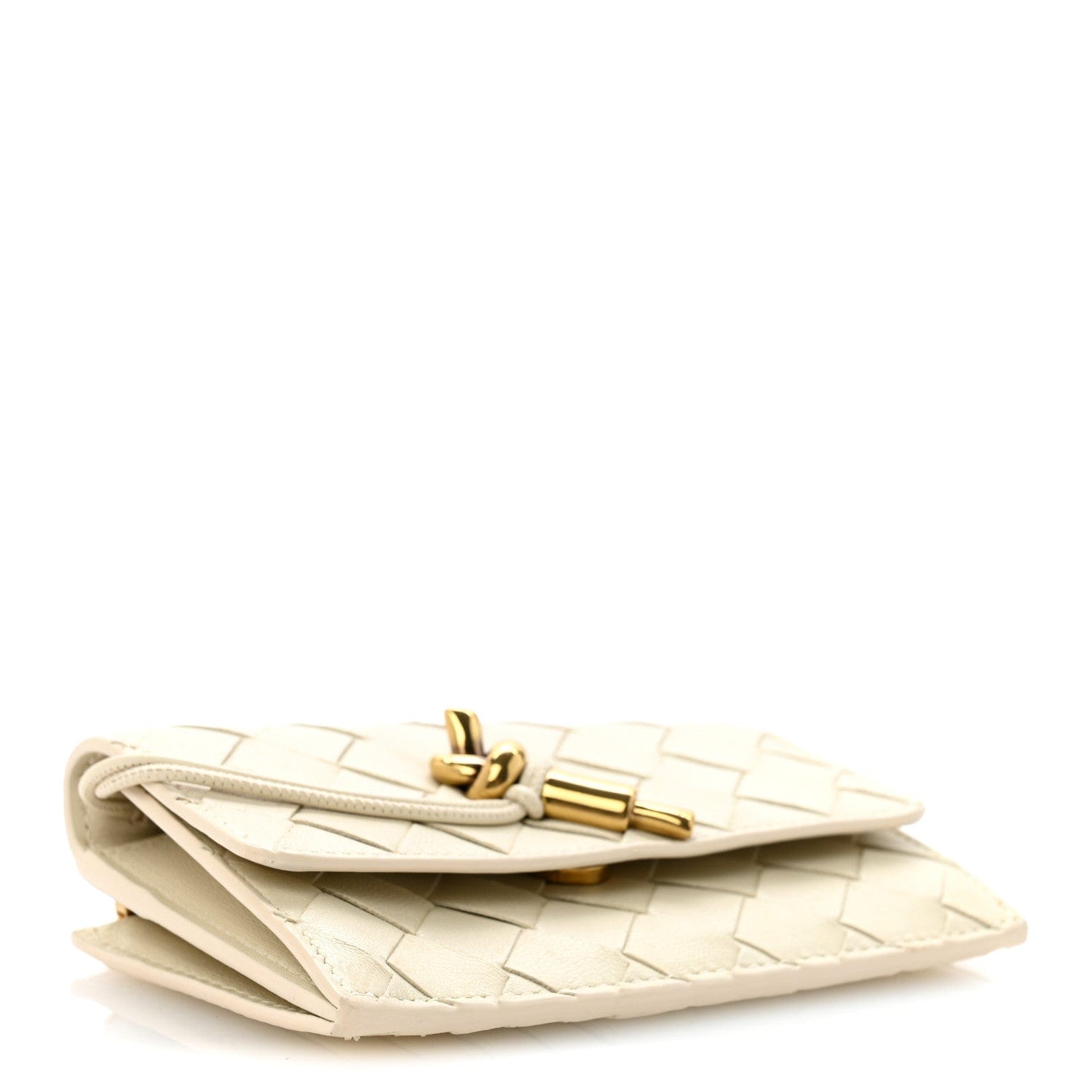 Bottega Veneta Nappa Intrecciato Andiamo Flap Card Case White