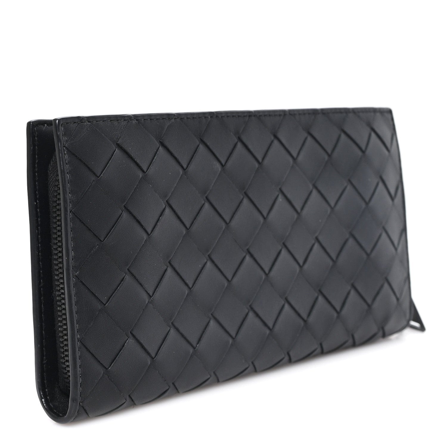 Bottega Veneta Nappa Intrecciato Zip Around Wallet Black