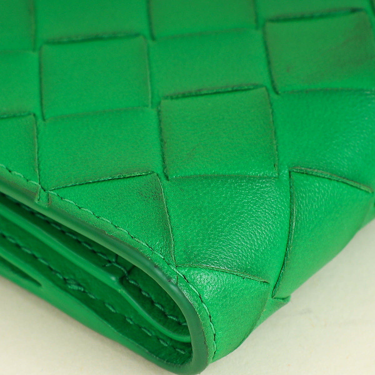 Bottega Veneta Parakeet Intrecciato Small Bi - Fold Wallet