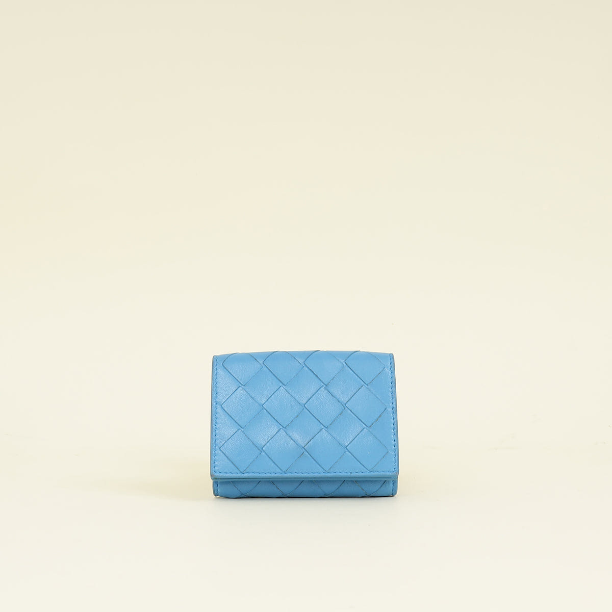 Bottega Veneta Blue Porridge Small Tri - Fold Zip Wallet