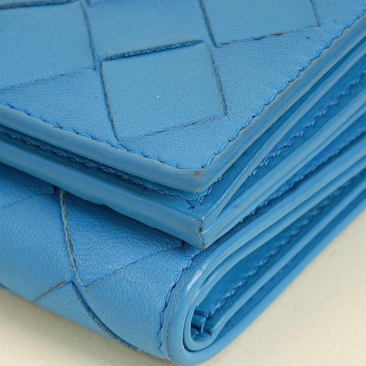 Bottega Veneta Blue Porridge Small Tri - Fold Zip Wallet