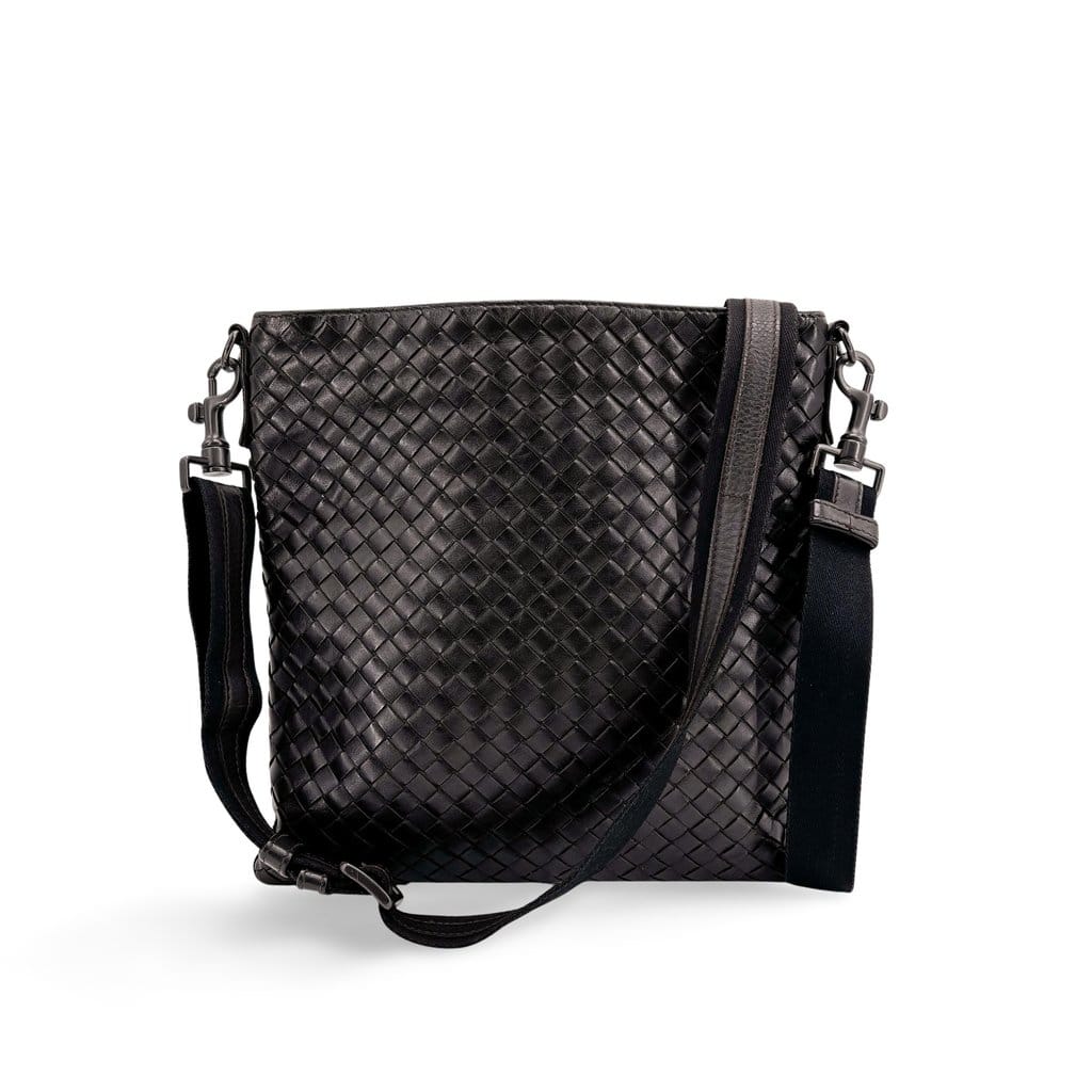 Bottega Veneta Intrecciato Messenger Bag Black
