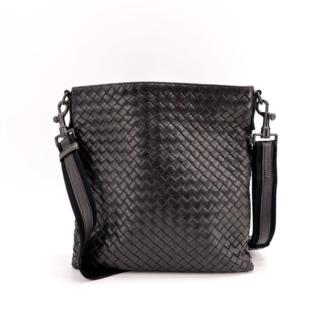 Bottega Veneta Intrecciato Messenger Bag Black