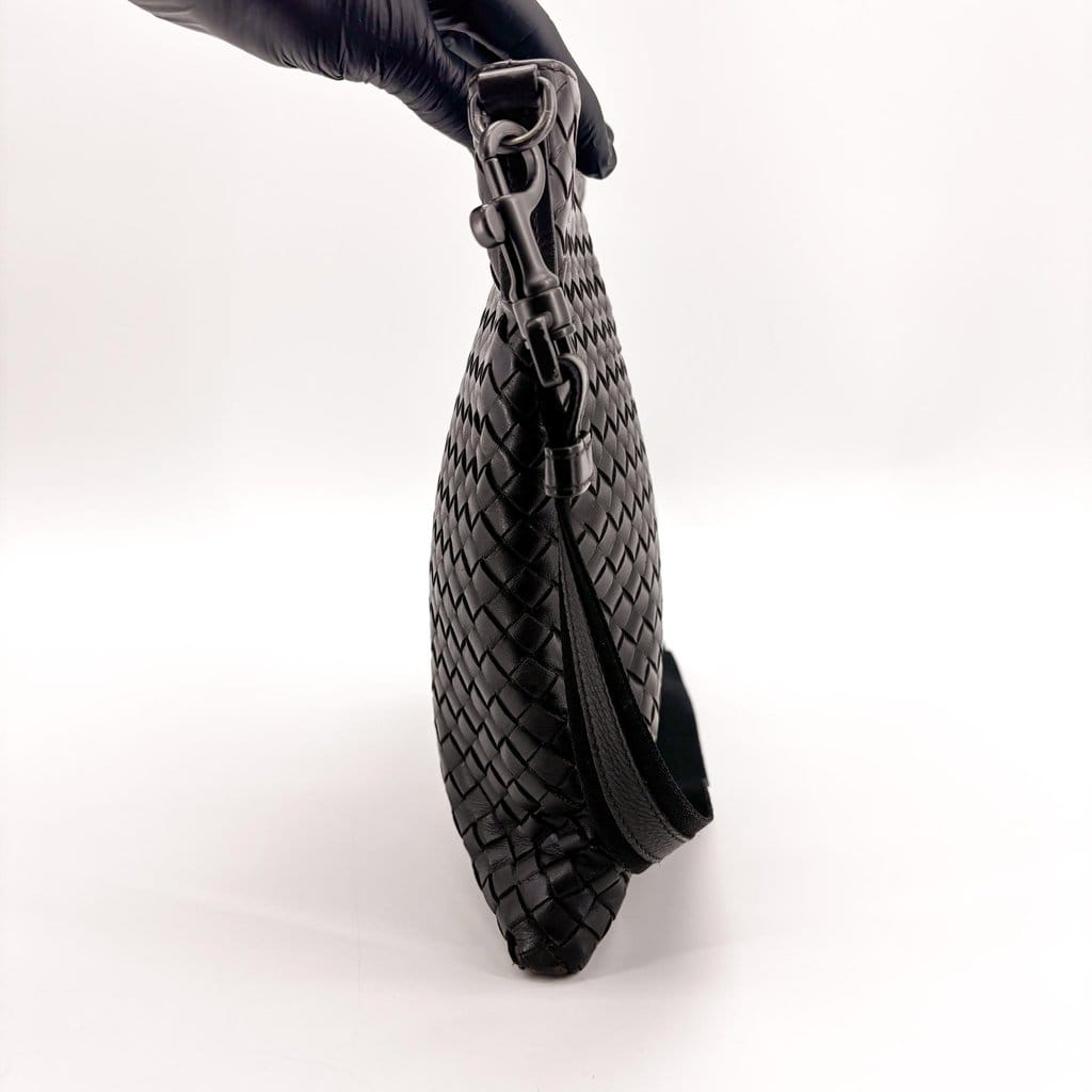 Bottega Veneta Intrecciato Messenger Bag Black