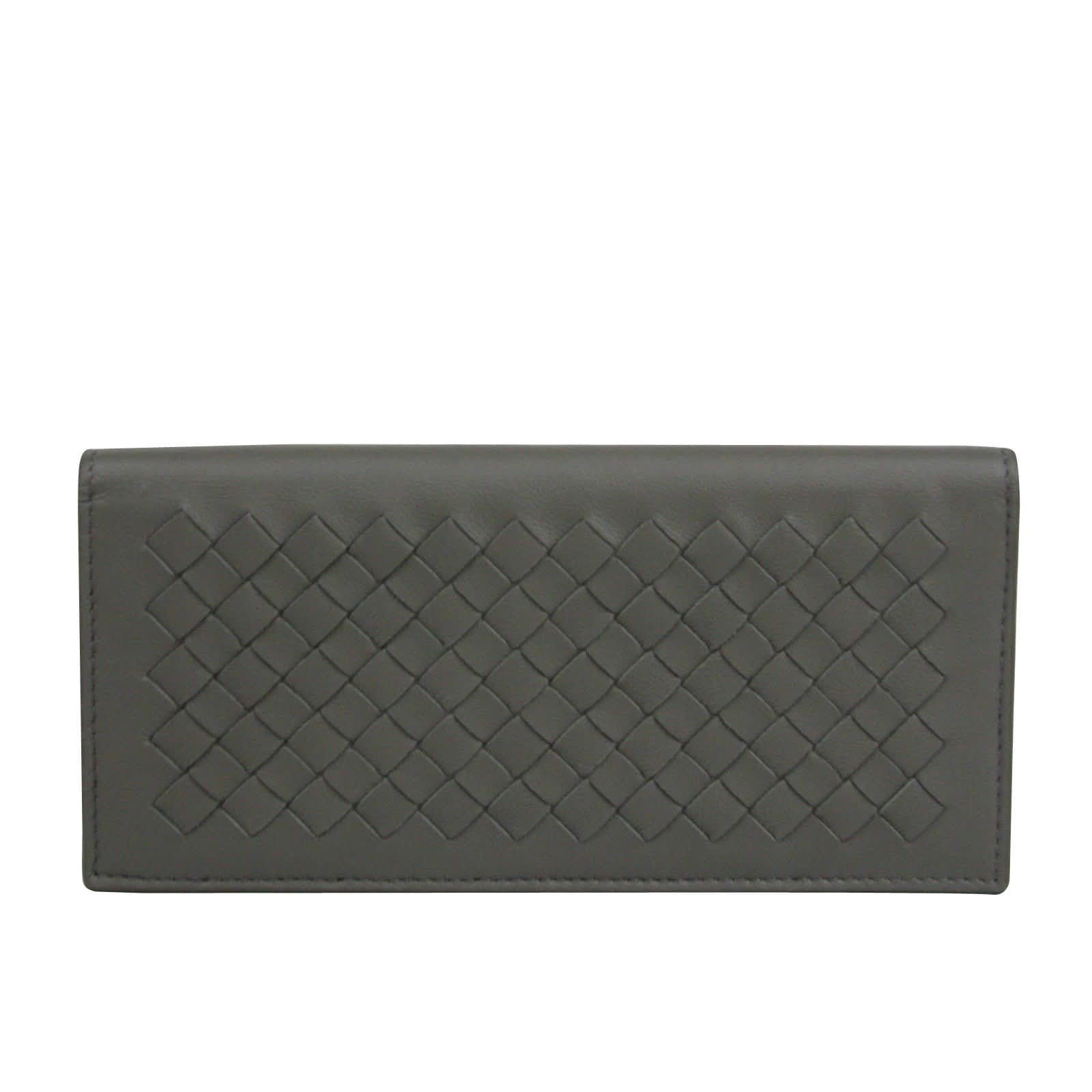 Bottega Veneta Men's Intercciaco Leather Woven Long Bifold Wallet