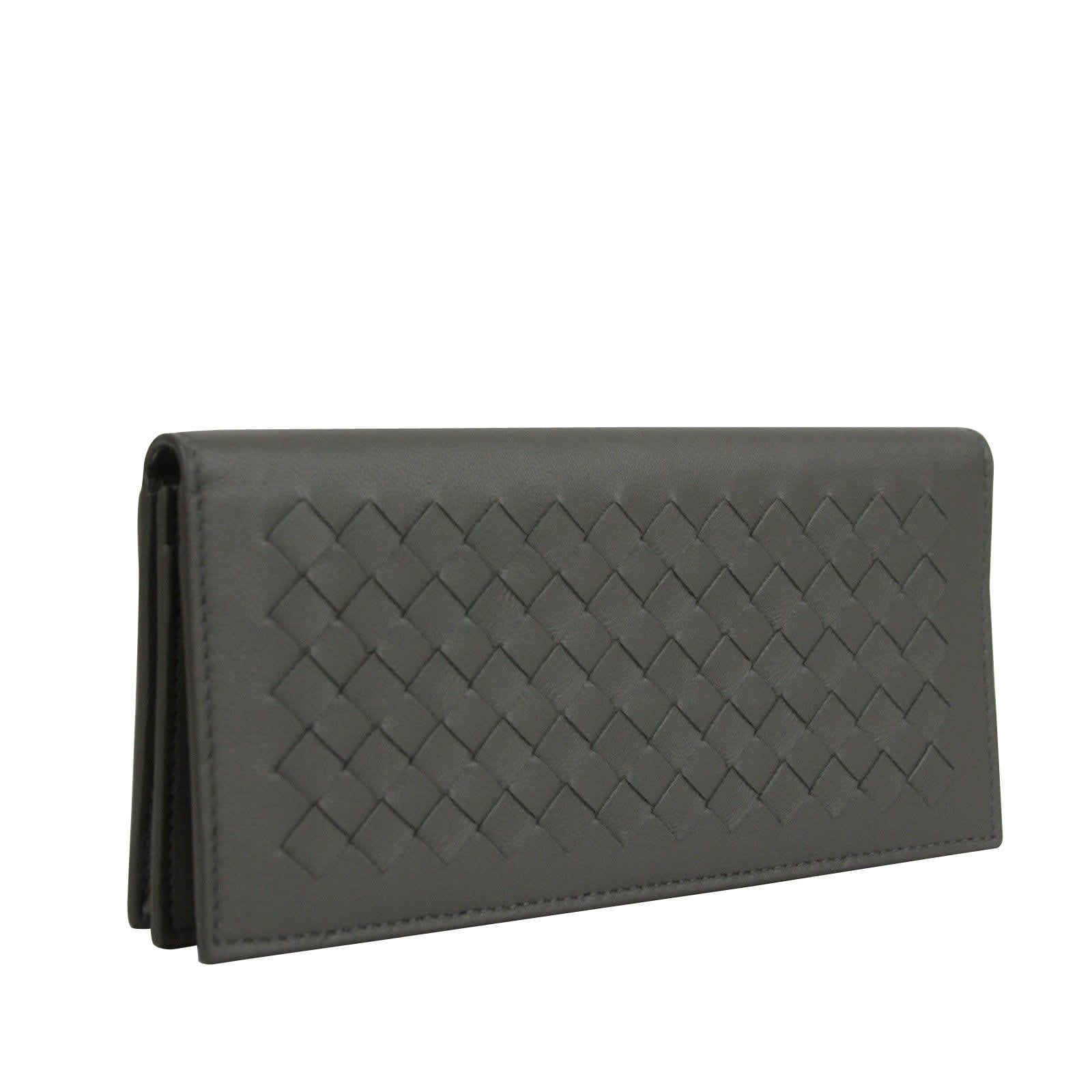 Bottega Veneta Men's Intercciaco Leather Woven Long Bifold Wallet
