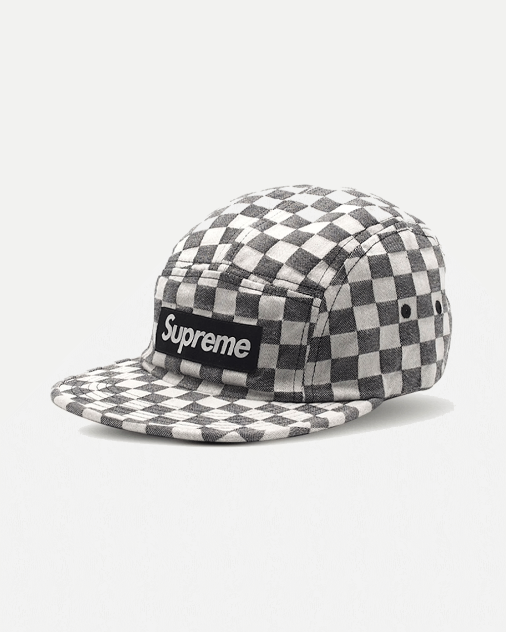 SUPREME SS18 CHECKERBOARD BLACK CAMP CAP