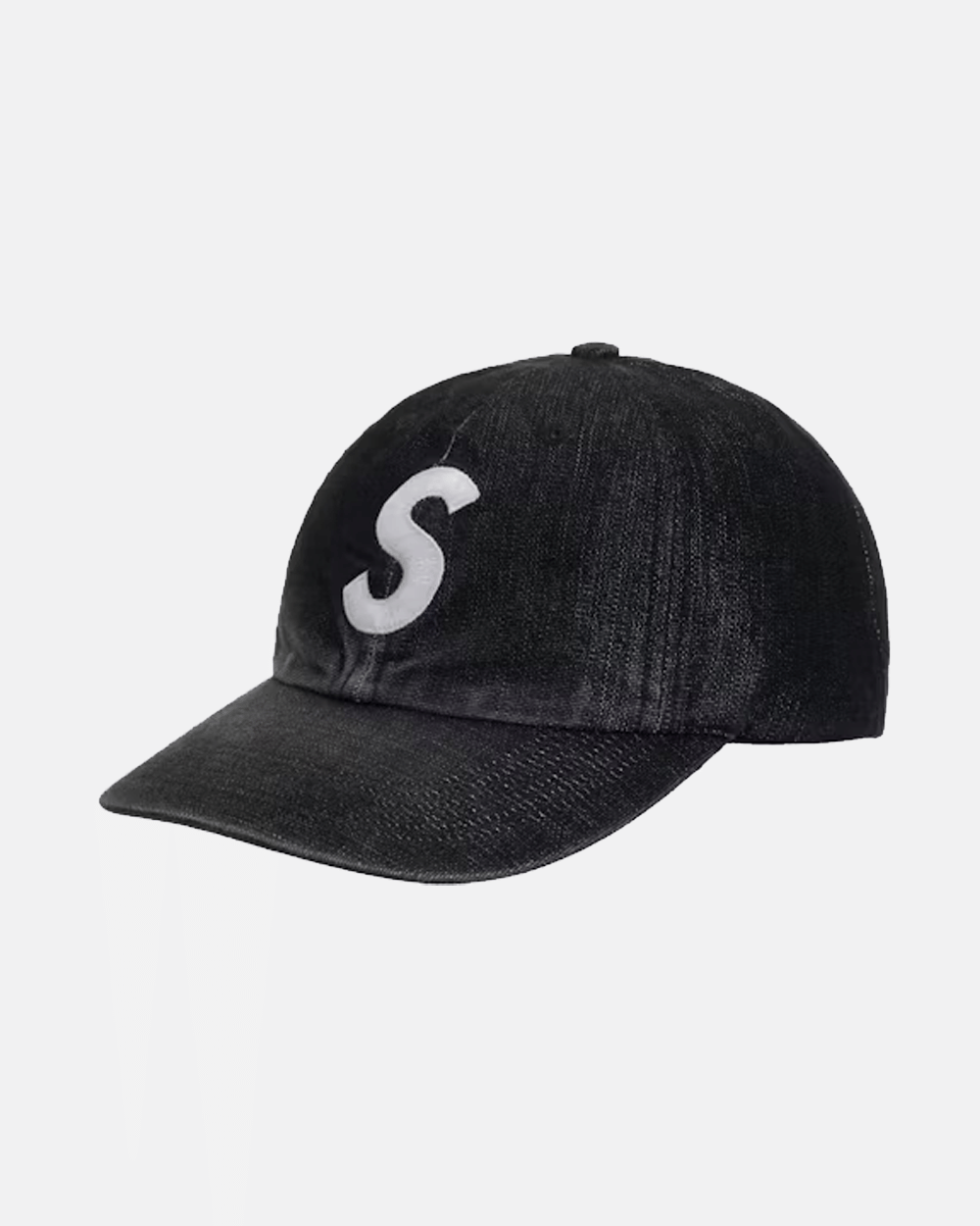 SUPREME SS25 CORDURA DENIM BLACK S LOGO 6 PANEL CAP