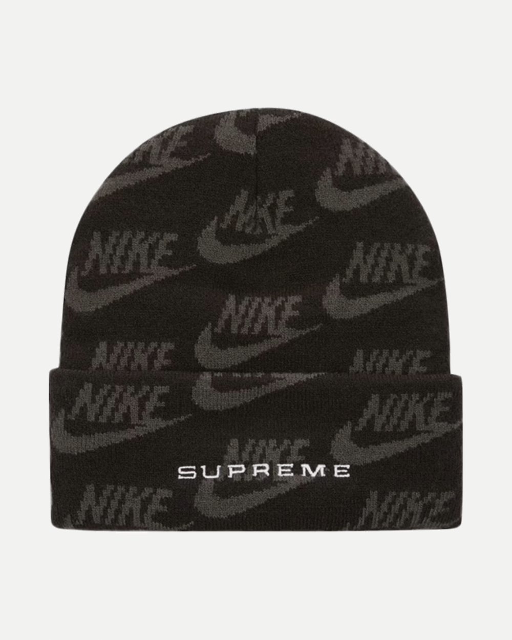 SUPREME x NIKE SS21 JACQUARD LOGOS BEANIE BLACK