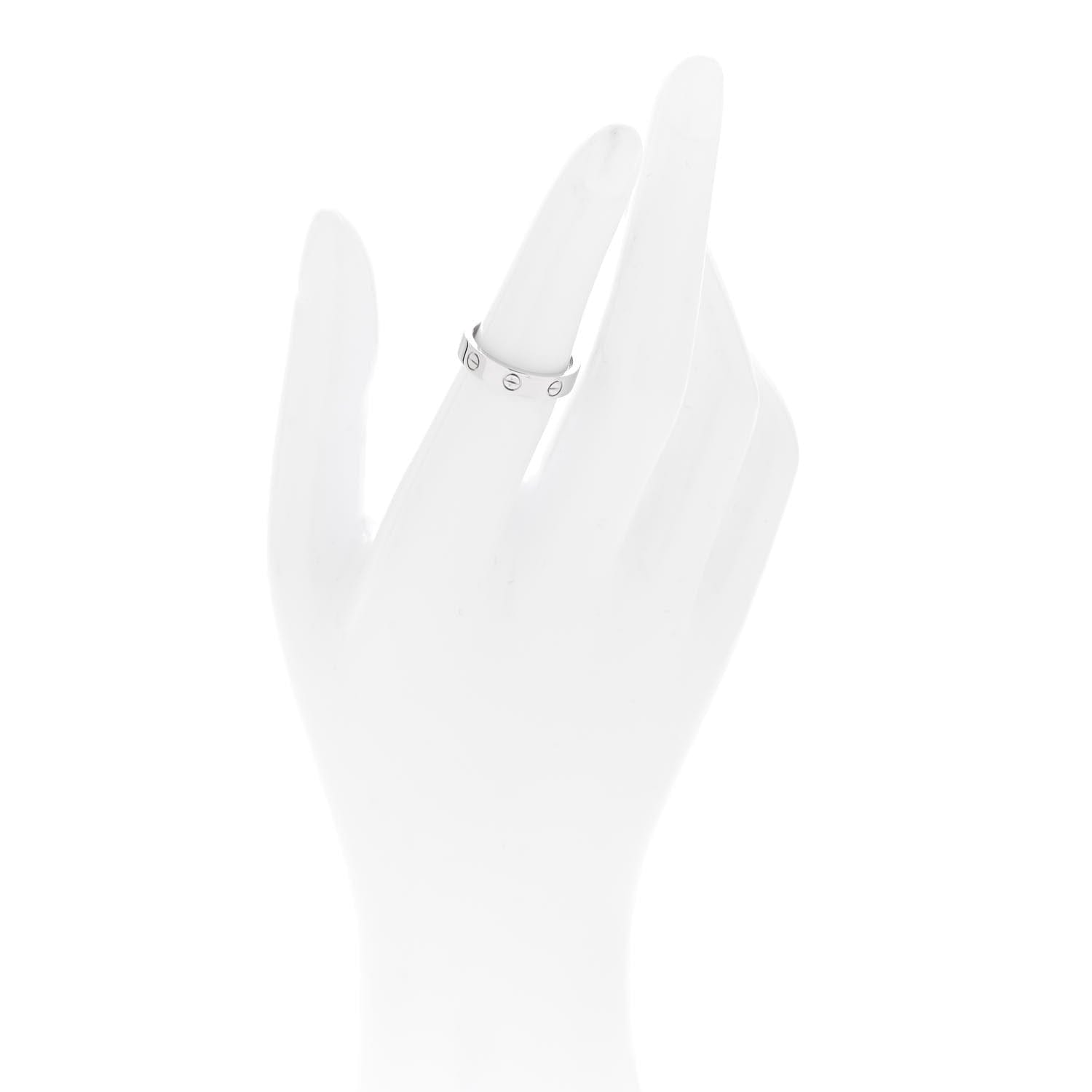 Cartier 18K White Gold Diamond 4 mm LOVE Wedding Band Ring 50 5.25