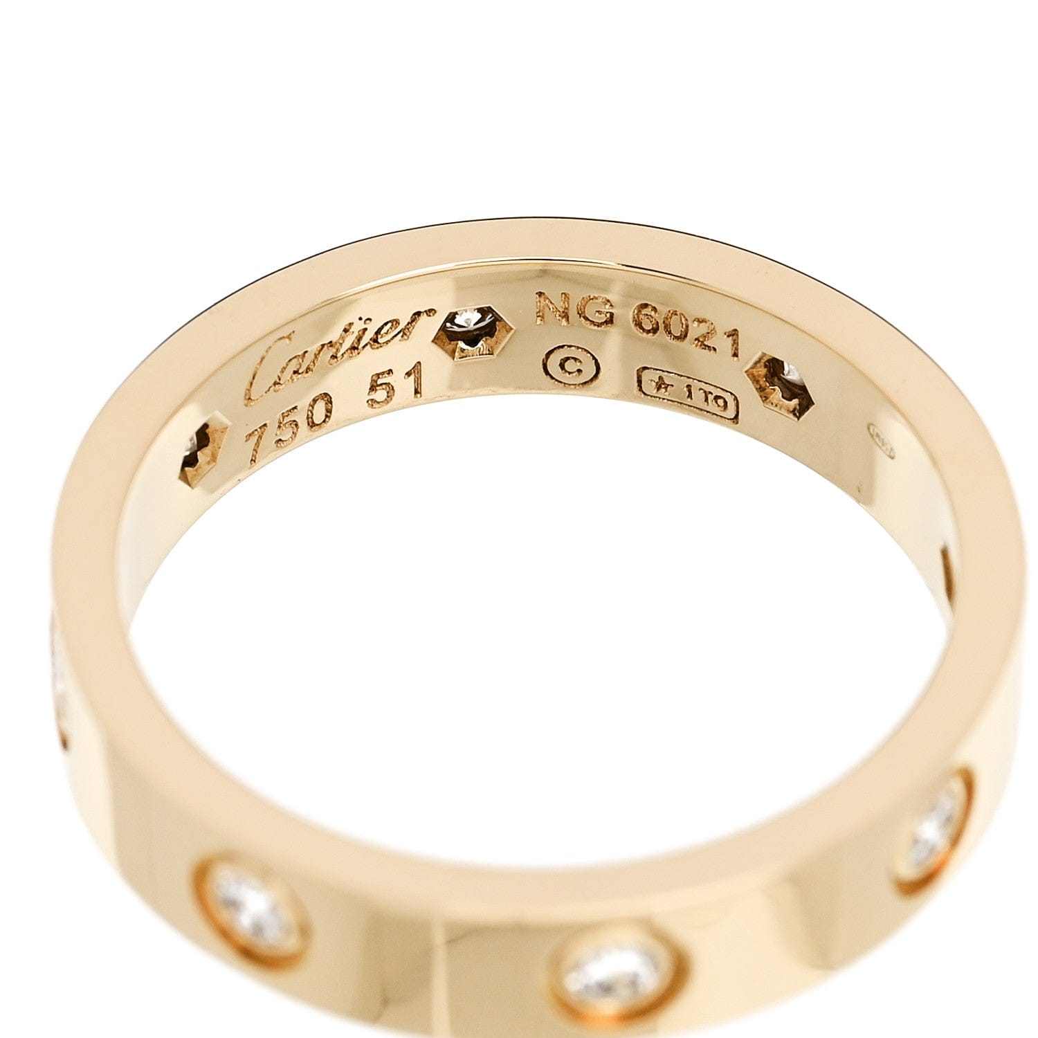 Cartier 18K Yellow Gold 8 Diamond 4 mm LOVE Wedding Band Ring 51 5.75