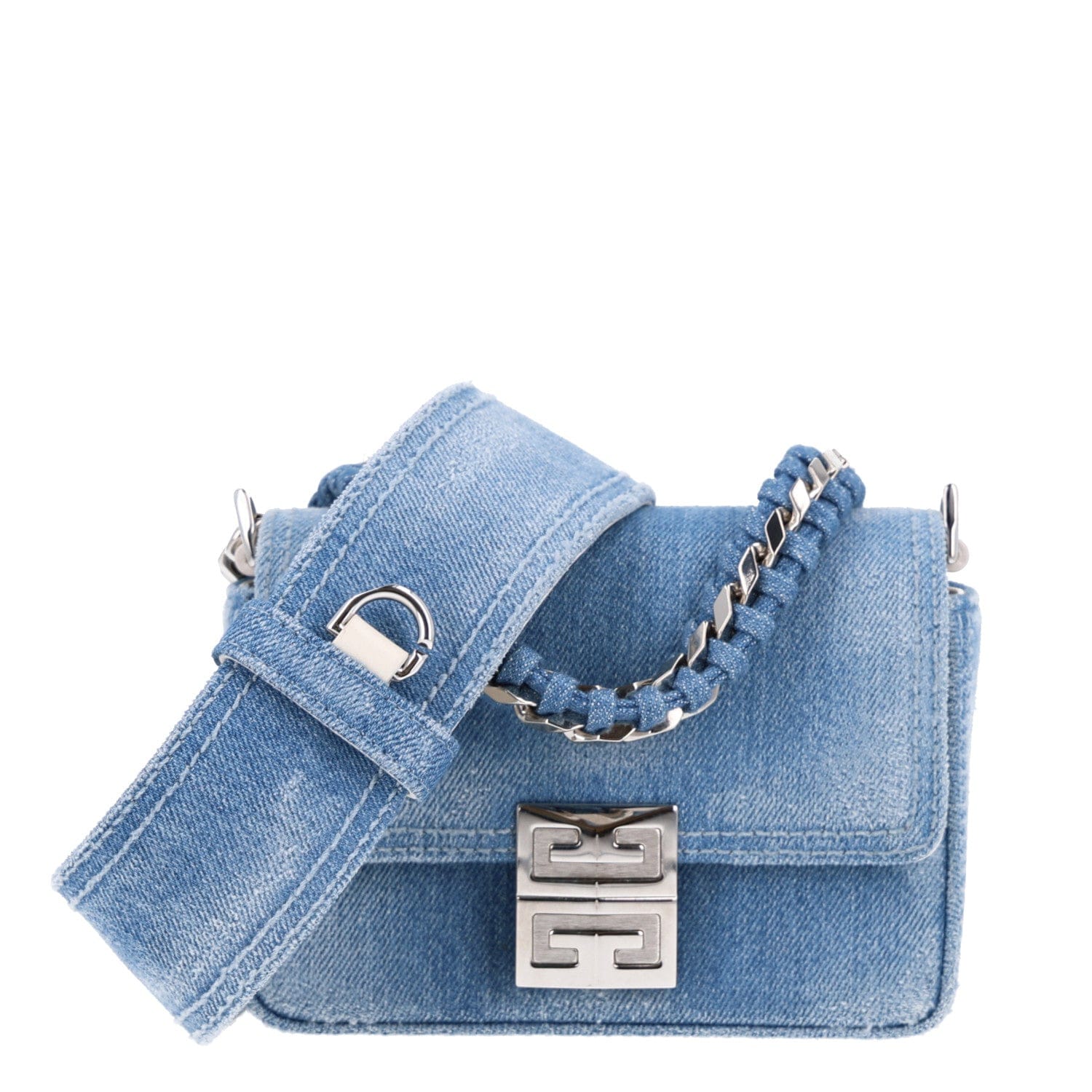 Givenchy Denim Small 4 g Woven Chain Crossbody Blue