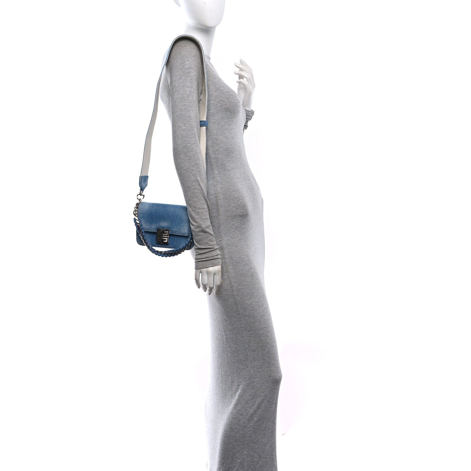 Givenchy Denim Small 4 g Woven Chain Crossbody Blue