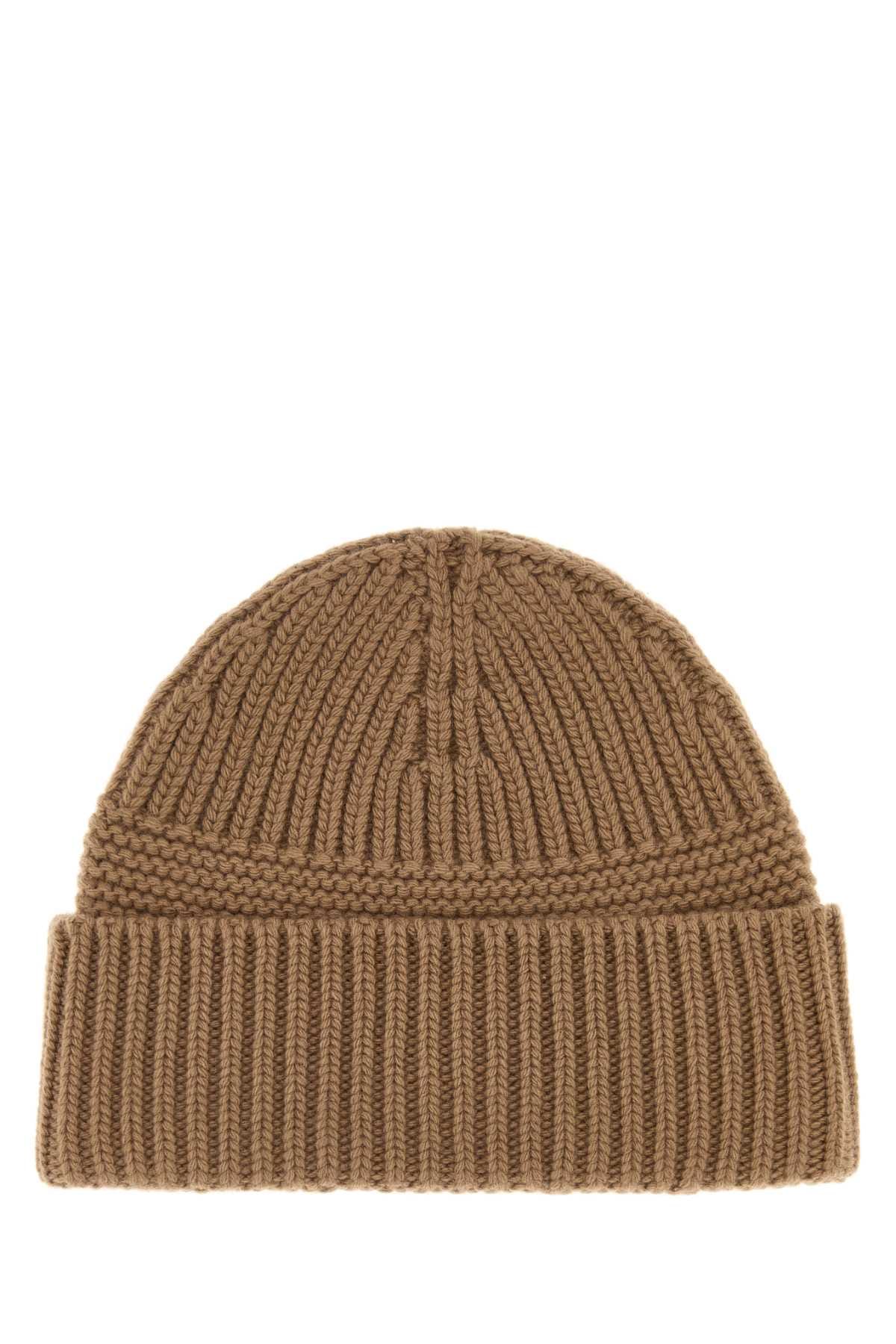 Miu Miu CAPPELLI Wool - Cashmere Ribbed Beanie — Beige
