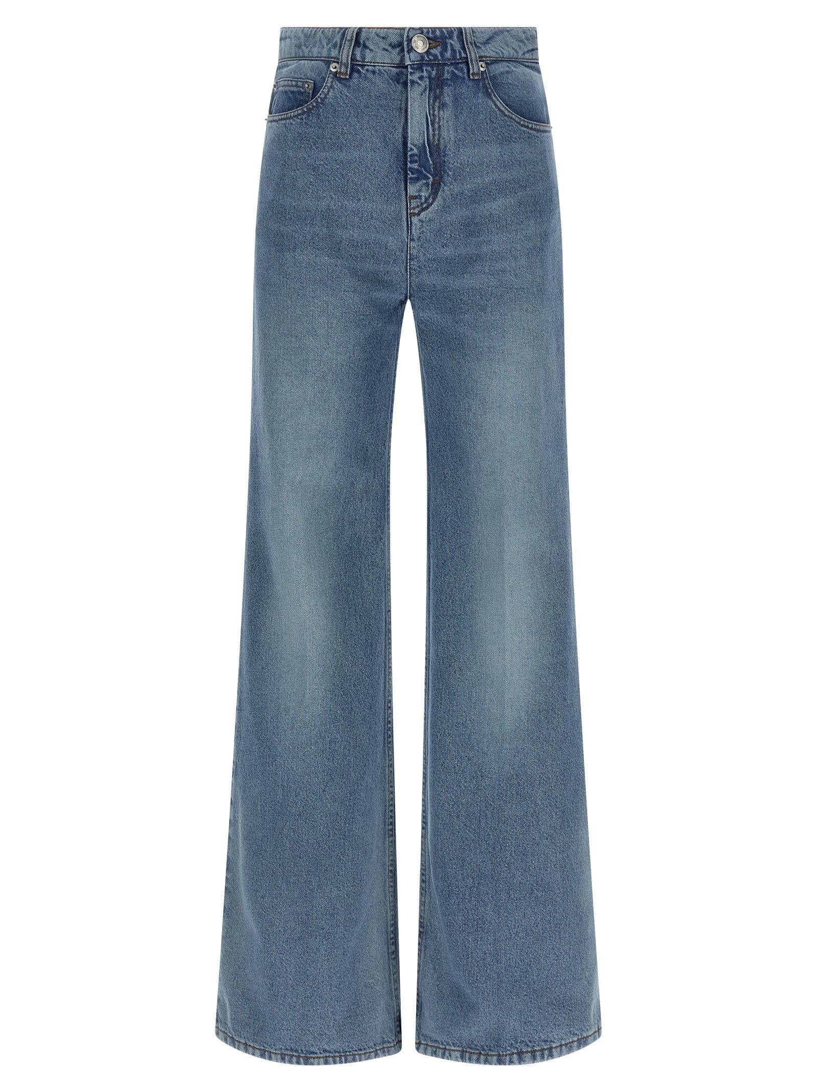 AMI Paris Stonewashed Flared Jeans — Blue