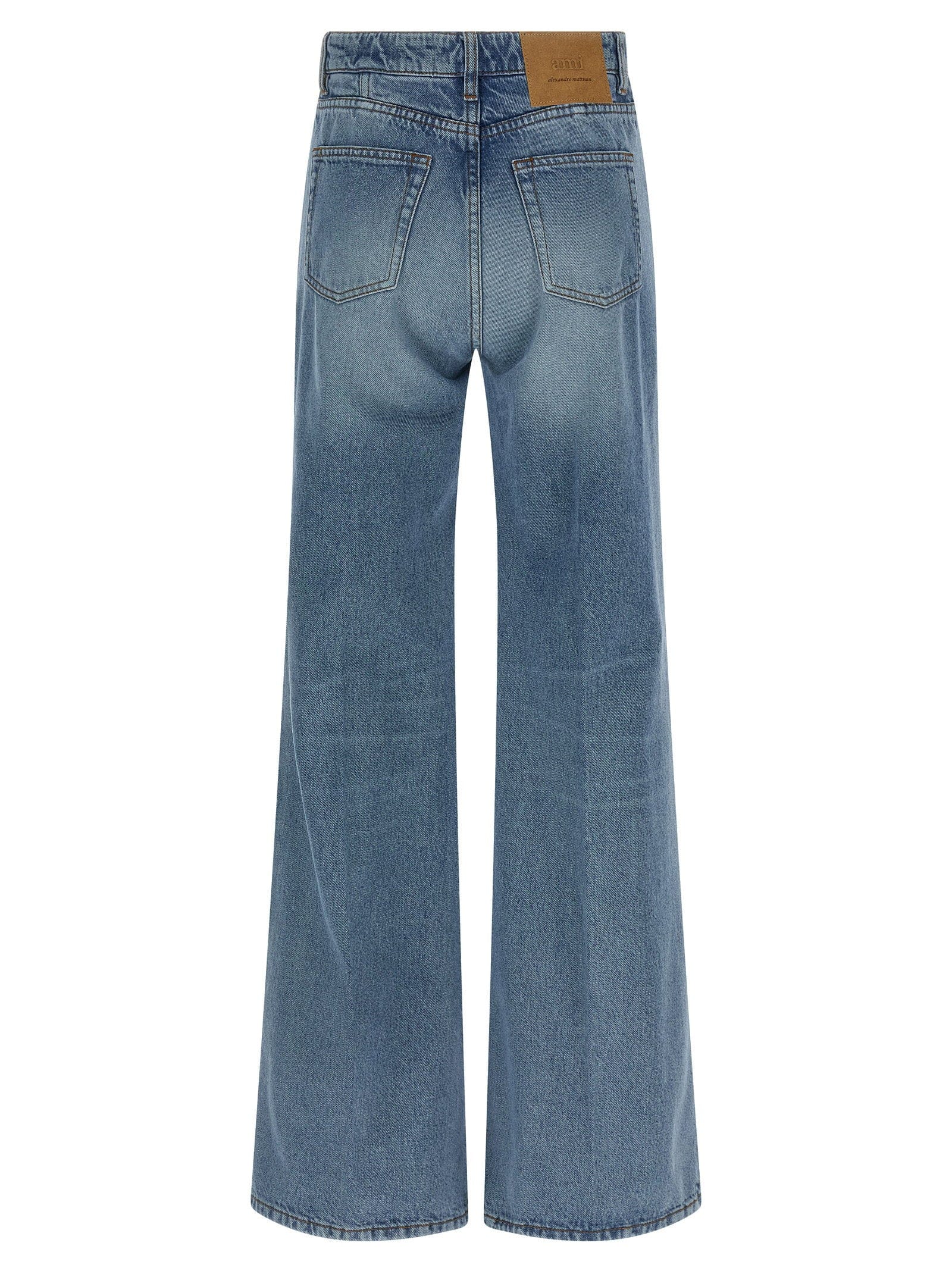 AMI Paris Stonewashed Flared Jeans — Blue