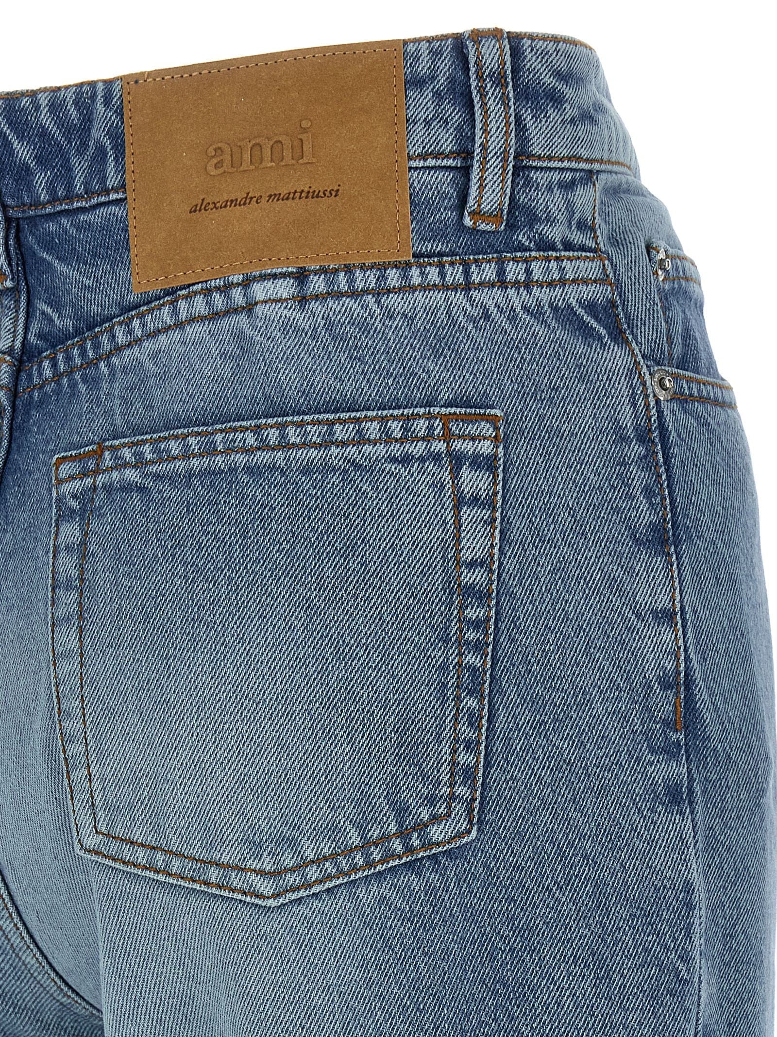 AMI Paris Stonewashed Flared Jeans — Blue