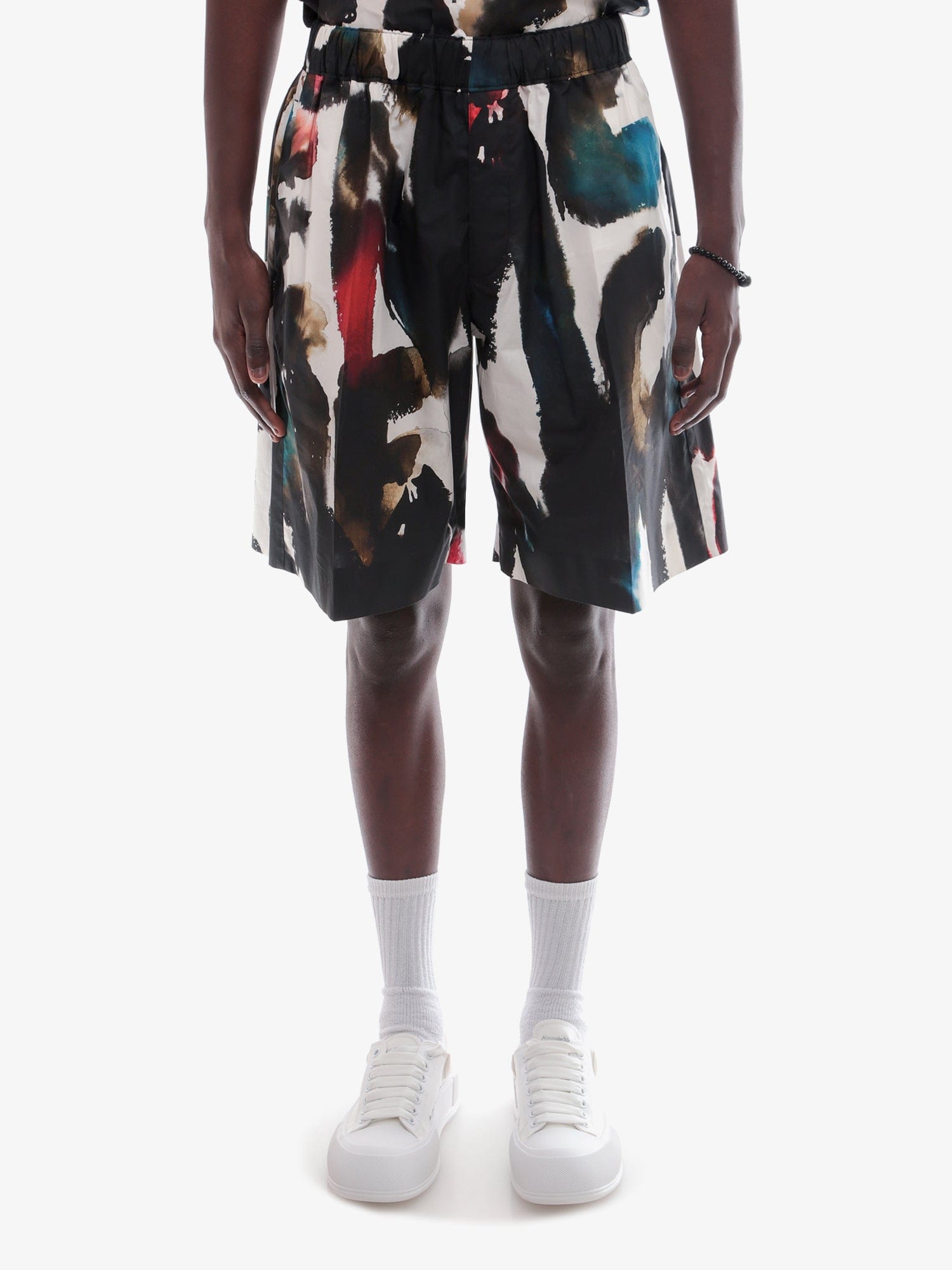 Alexander McQueen Cotton bermuda shorts with all - over graffiti acquerello print