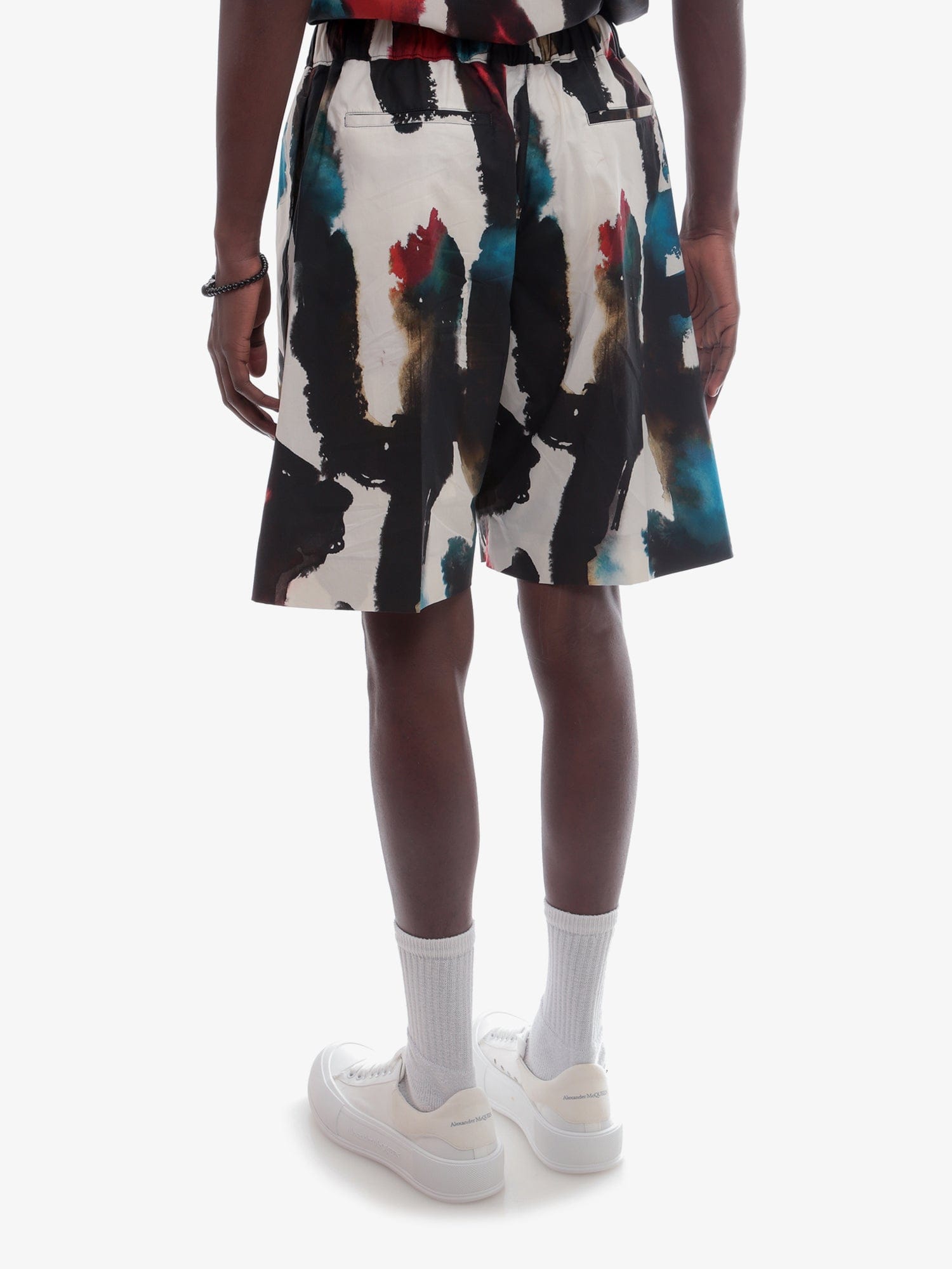 Alexander McQueen Cotton bermuda shorts with all - over graffiti acquerello print