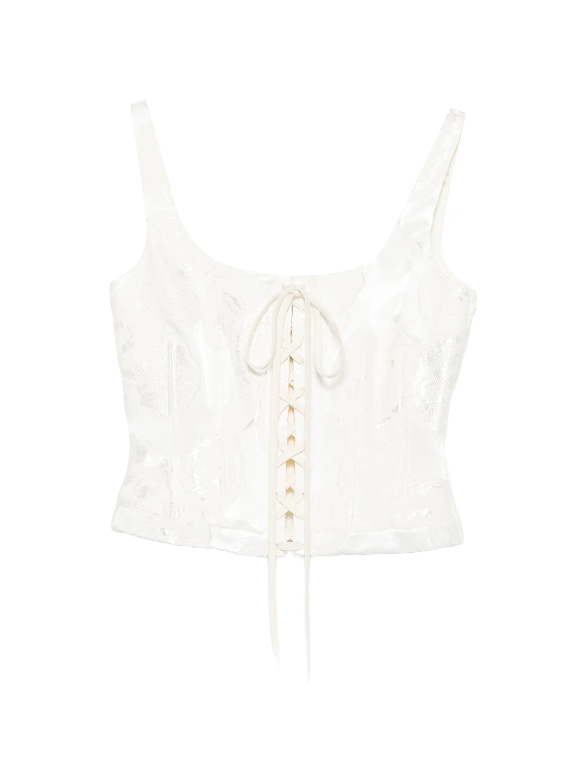 Alexander McQueen lace - up floral - jacquard top