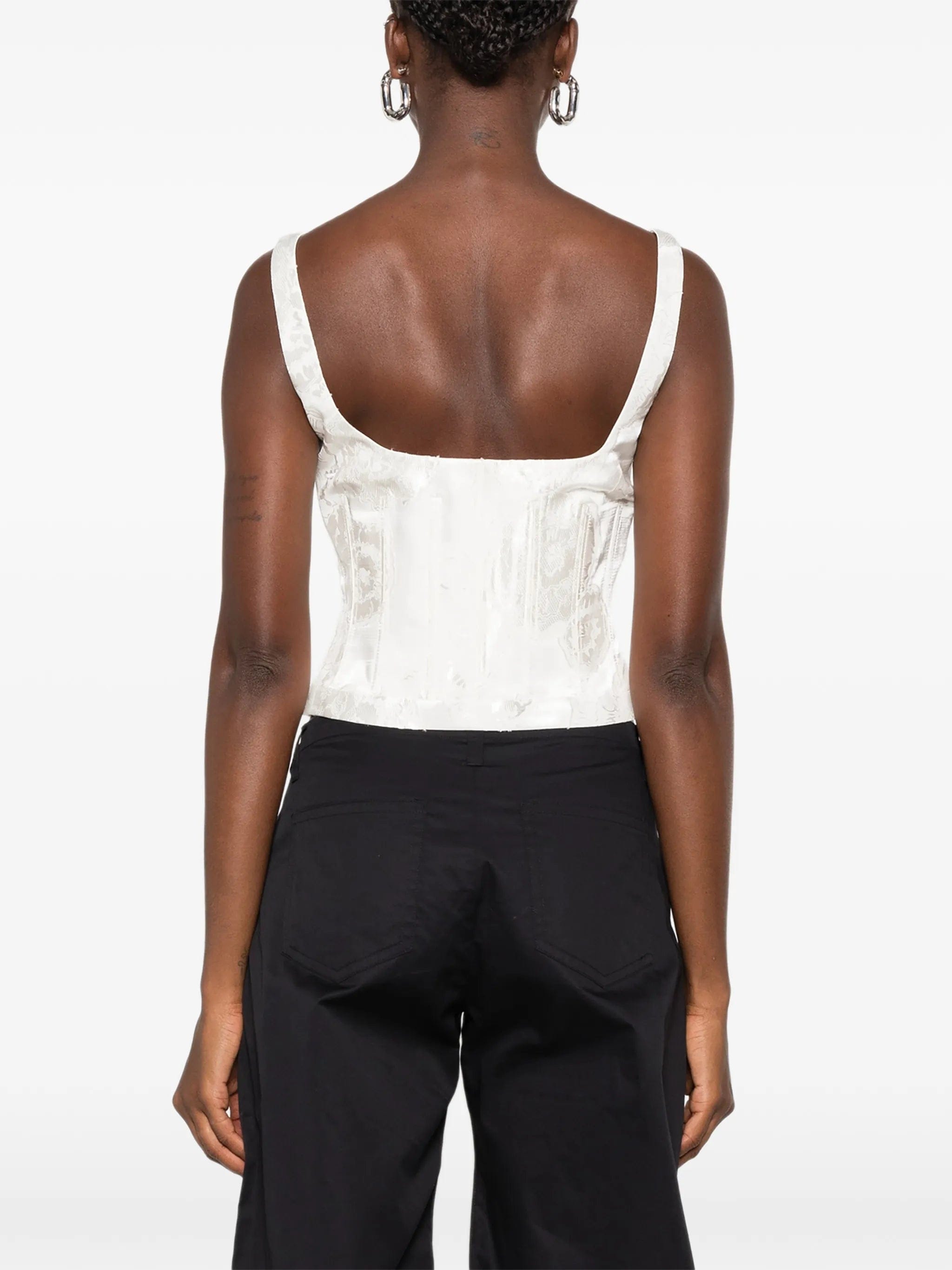 Alexander McQueen lace - up floral - jacquard top