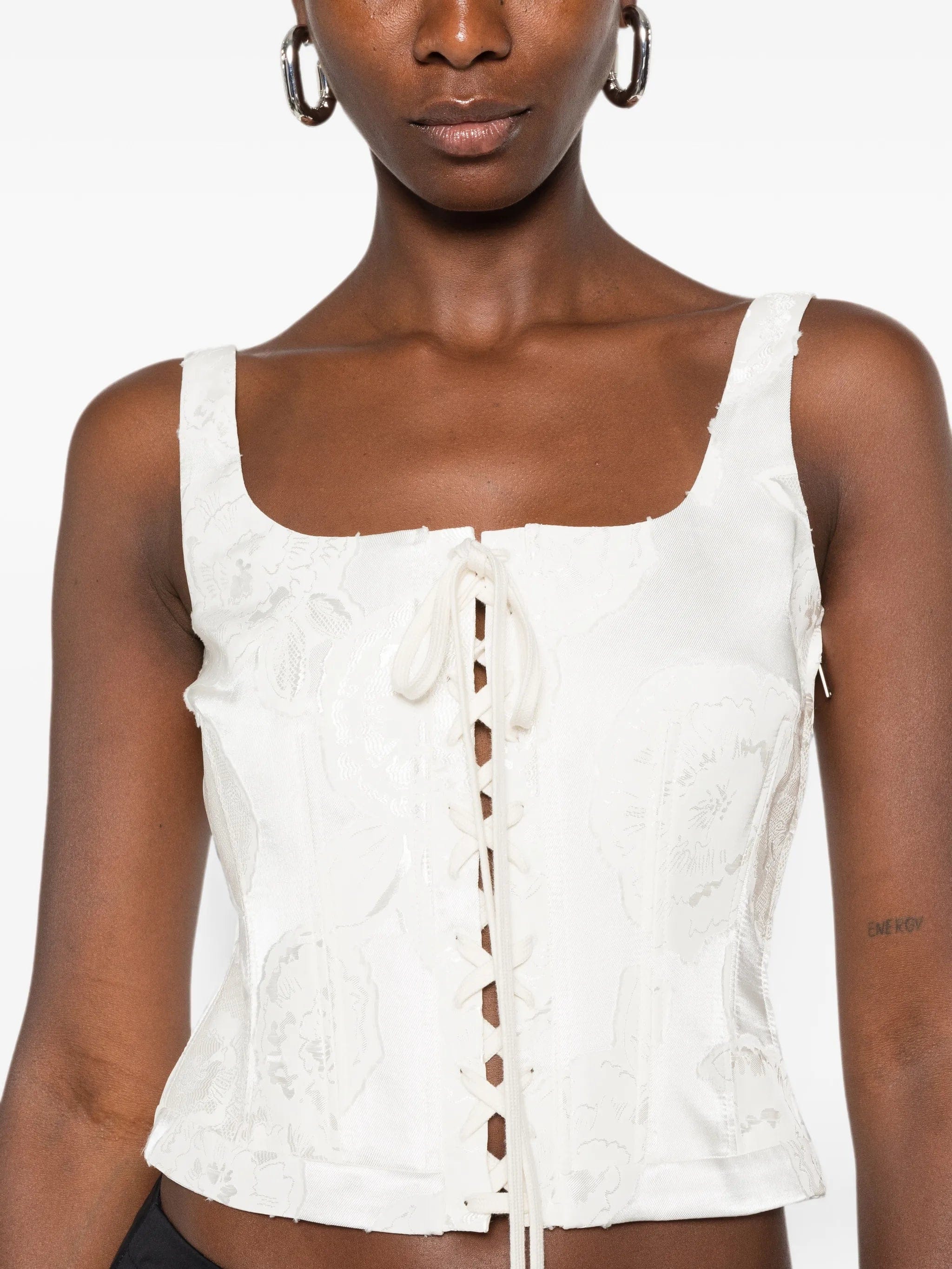 Alexander McQueen lace - up floral - jacquard top