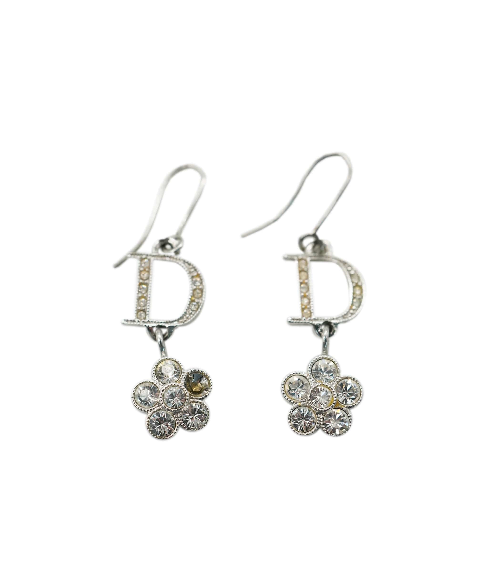 Christian Dior Diamonte Floral Detail Earrings ALC1392