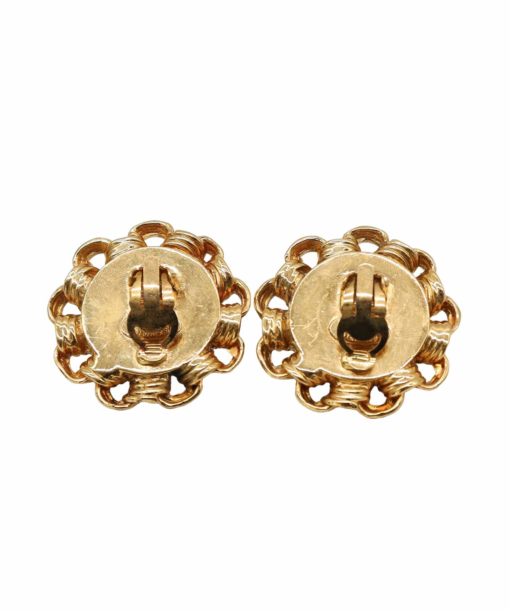Chanel Earrings Clip On Green Gripoix DXBS1524
