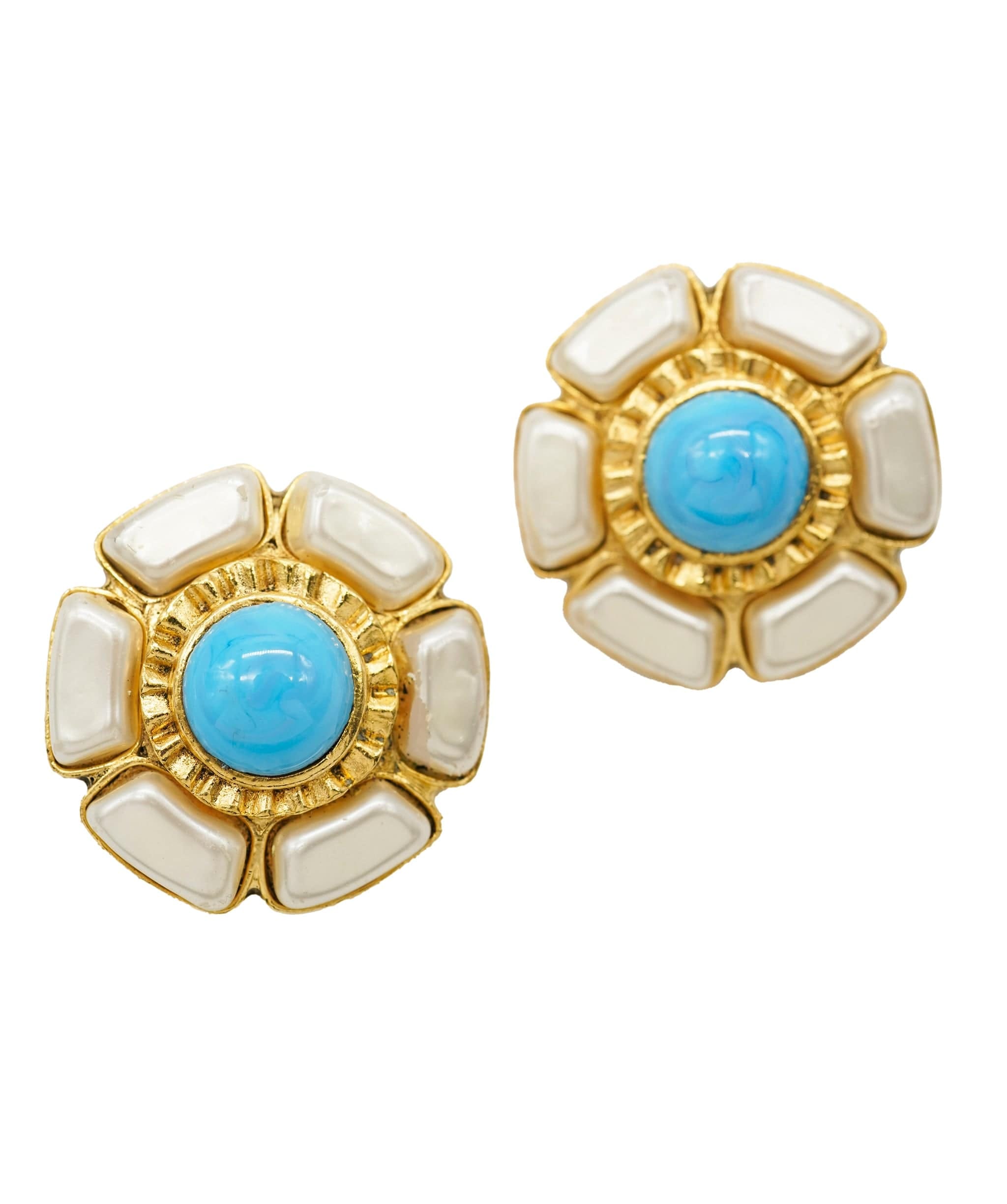 Chanel Turquoise Gripoix Earrings ASL4538
