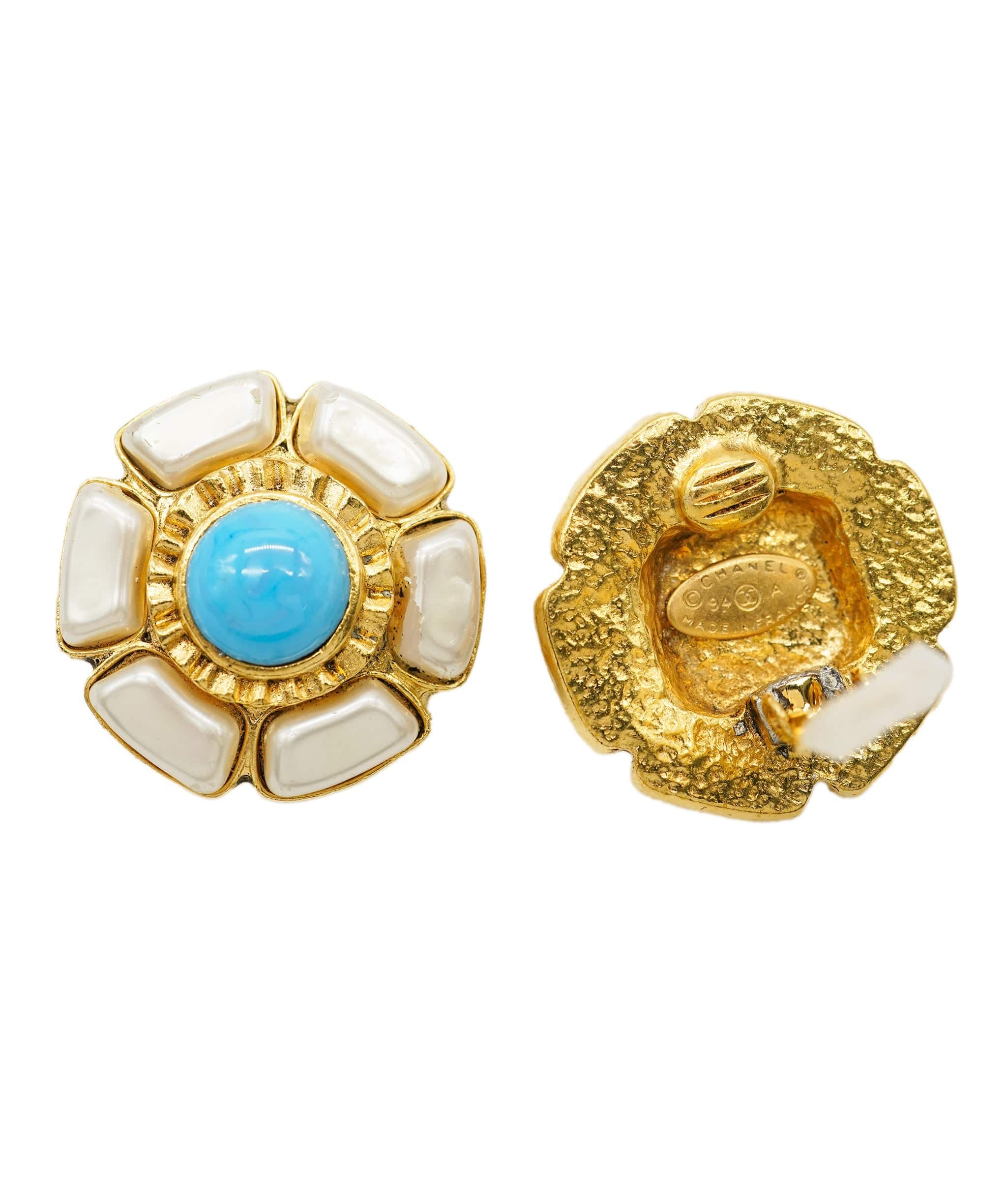 Chanel Turquoise Gripoix Earrings ASL4538