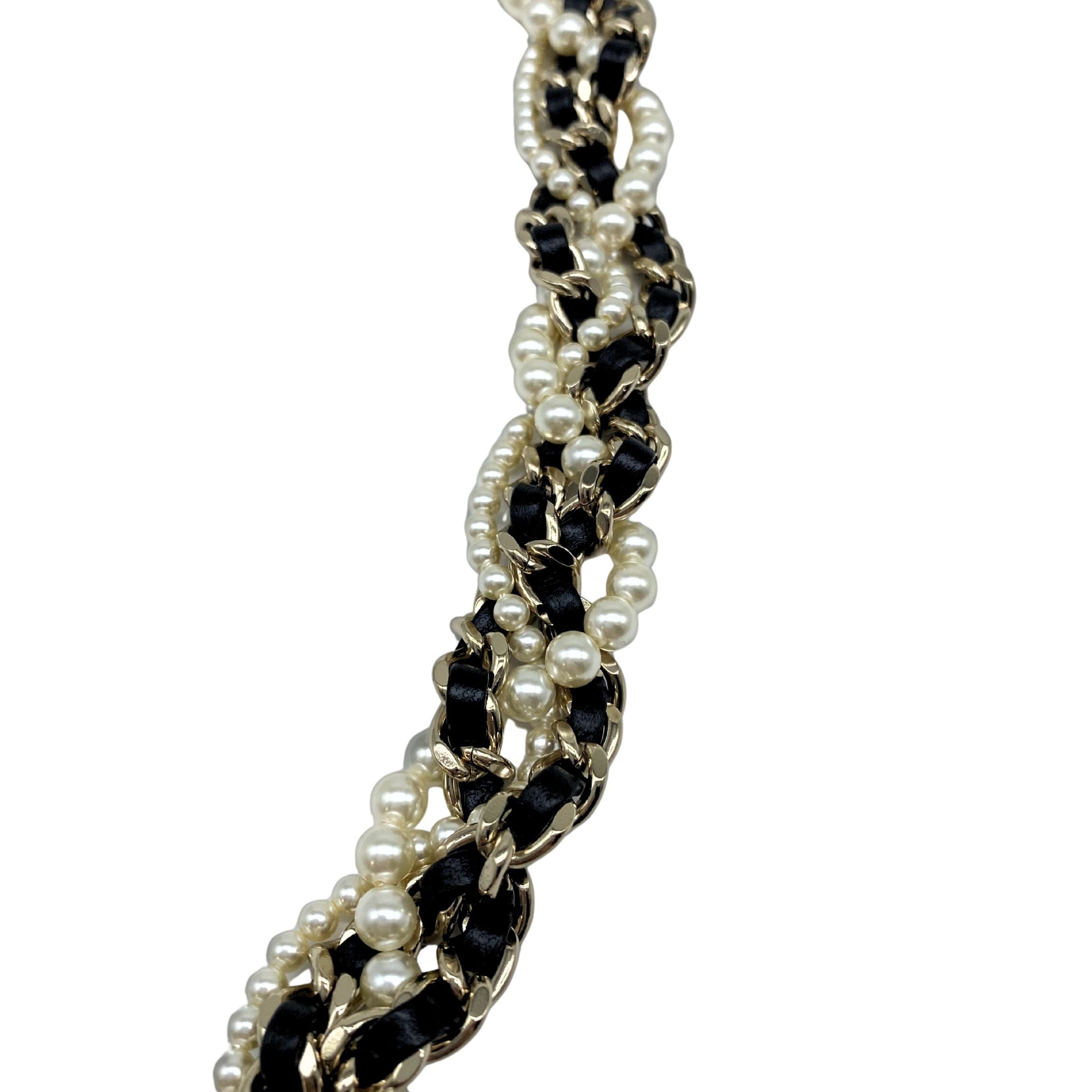 Chanel CC Logo Pearl Multi Chain Long Necklace