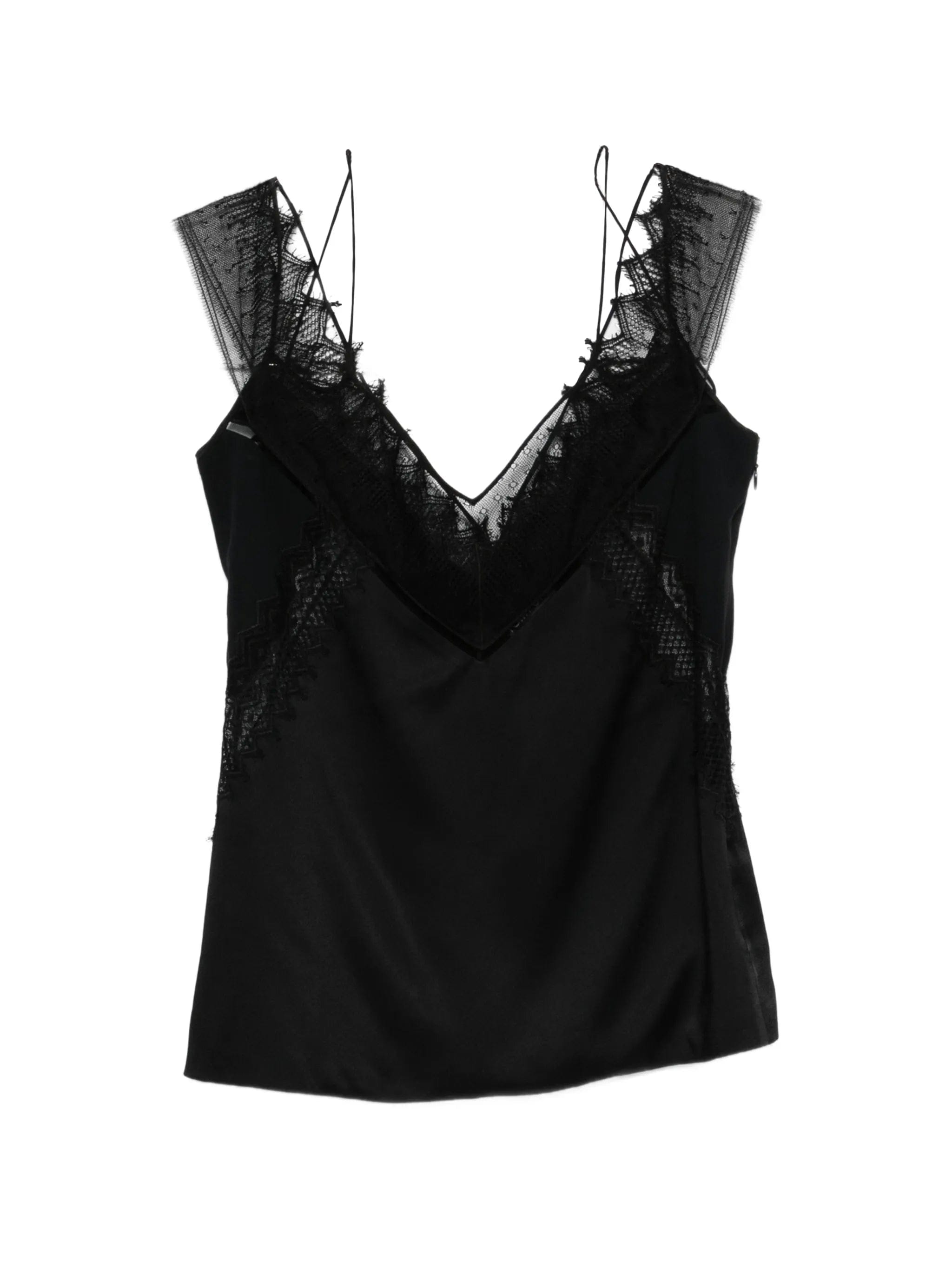 TOM FORD lace - trim satin top