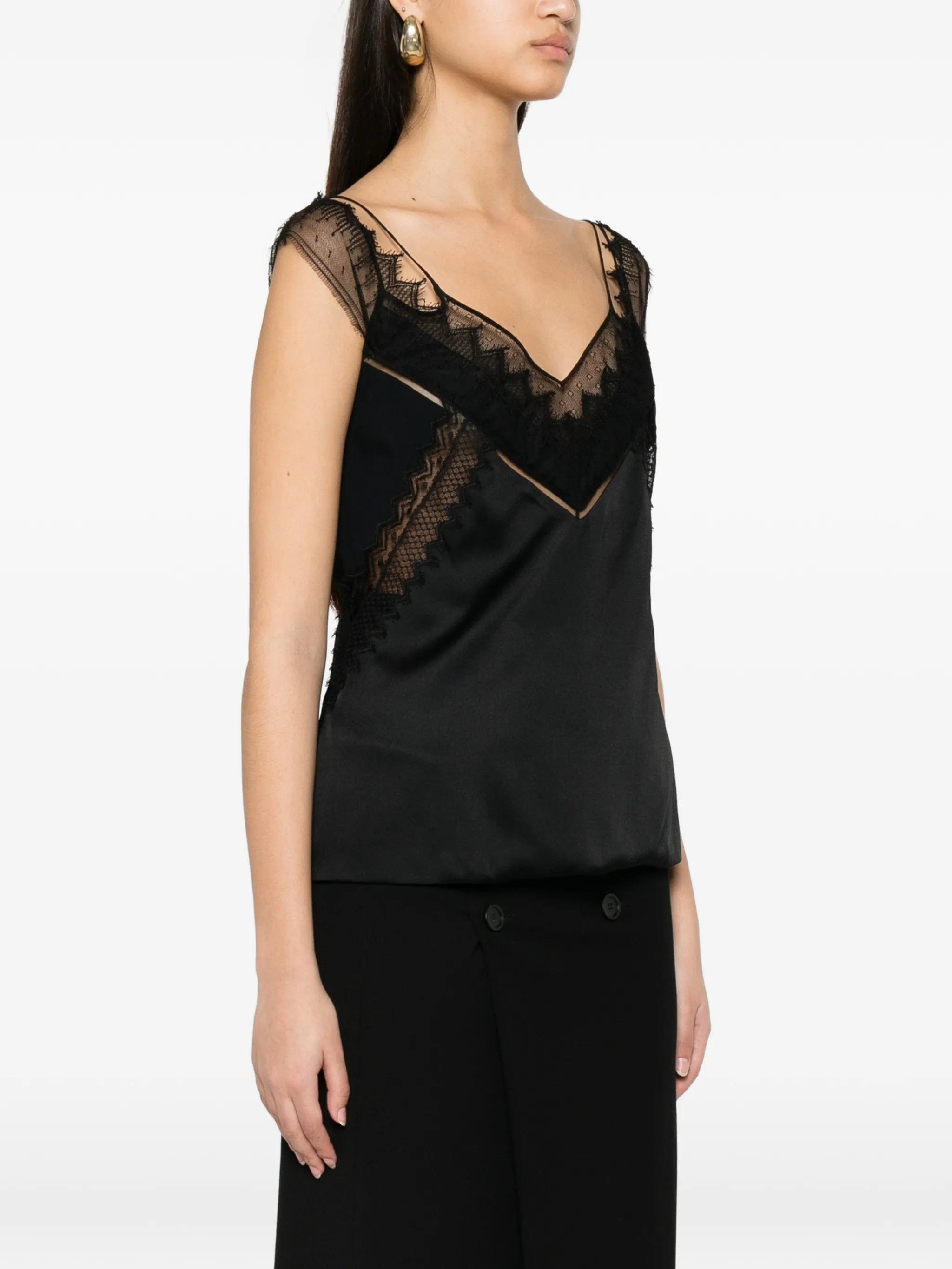 TOM FORD lace - trim satin top