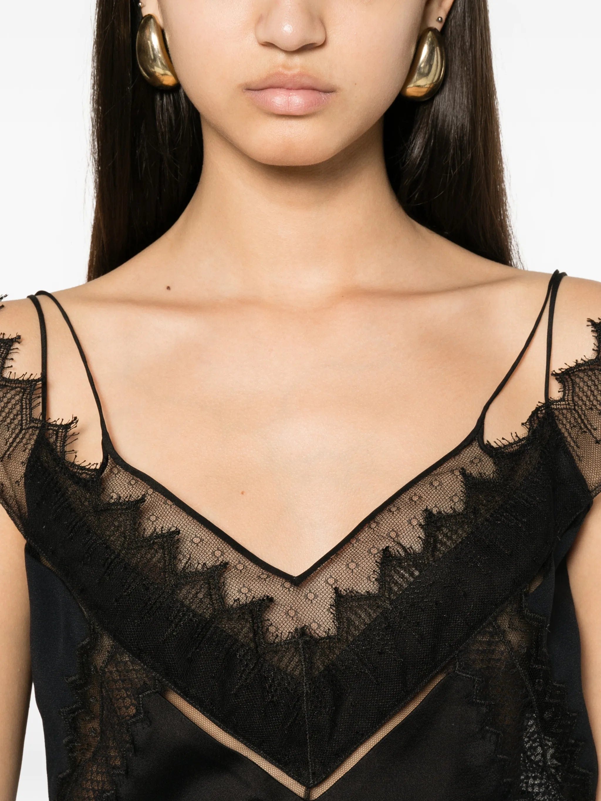 TOM FORD lace - trim satin top