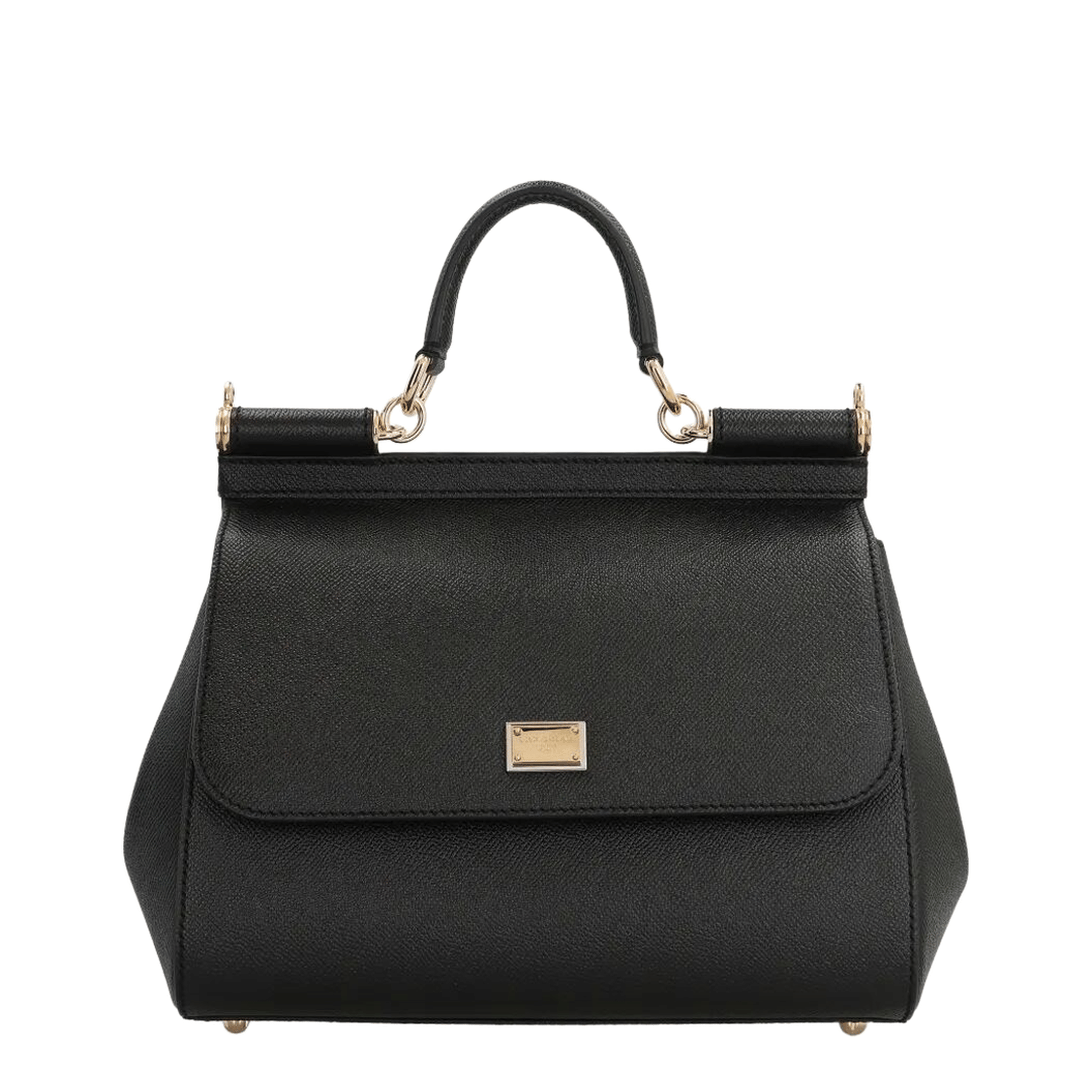 Dolce & Gabbana Sicily Large Calf Leather Handbag - Black