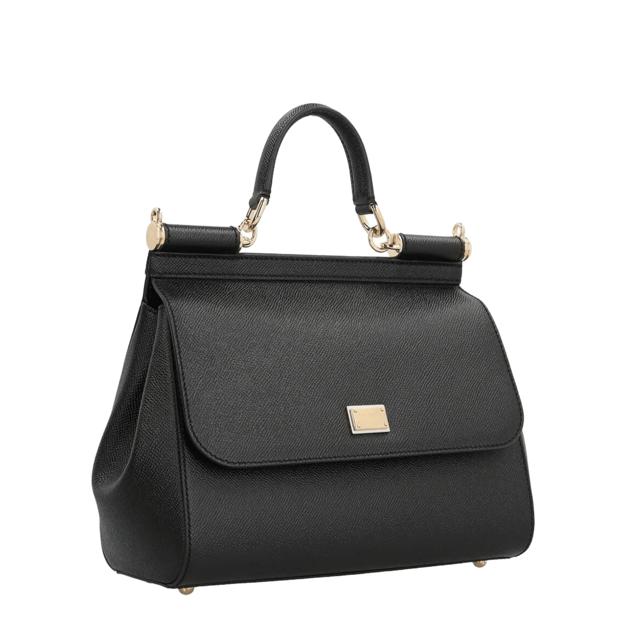 Dolce & Gabbana Sicily Large Calf Leather Handbag - Black