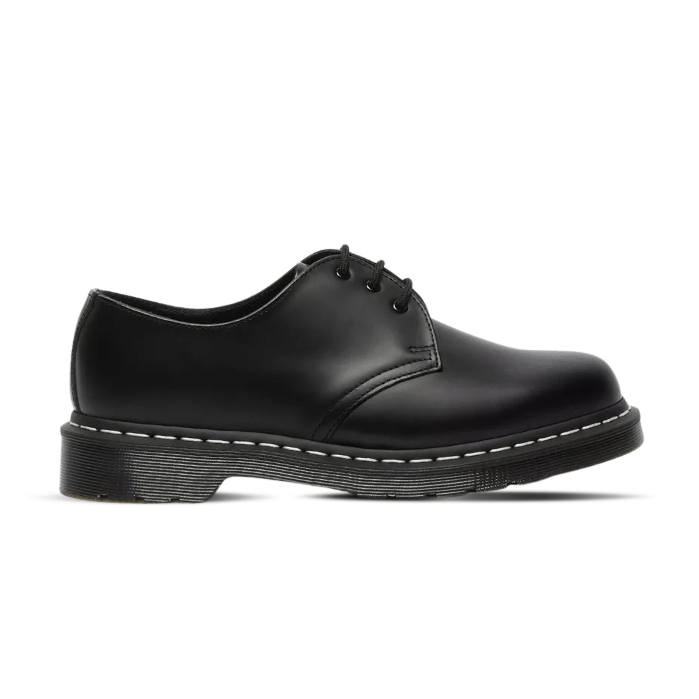 Dr Martens 1461 White Stitch Smooth Leather Lace Up Shoes Black