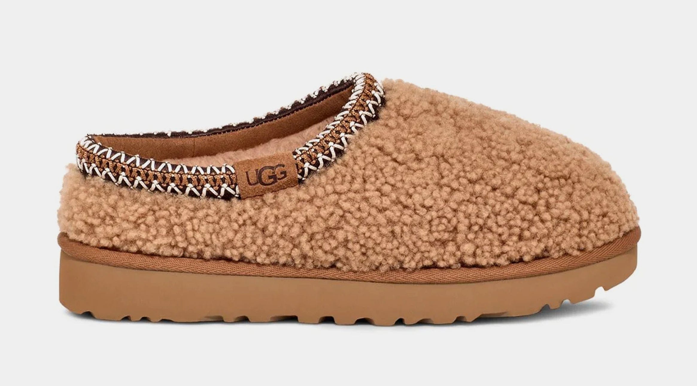 UGG Tasman Maxi Curly Slipper Womens Sandals (Chestnut)
