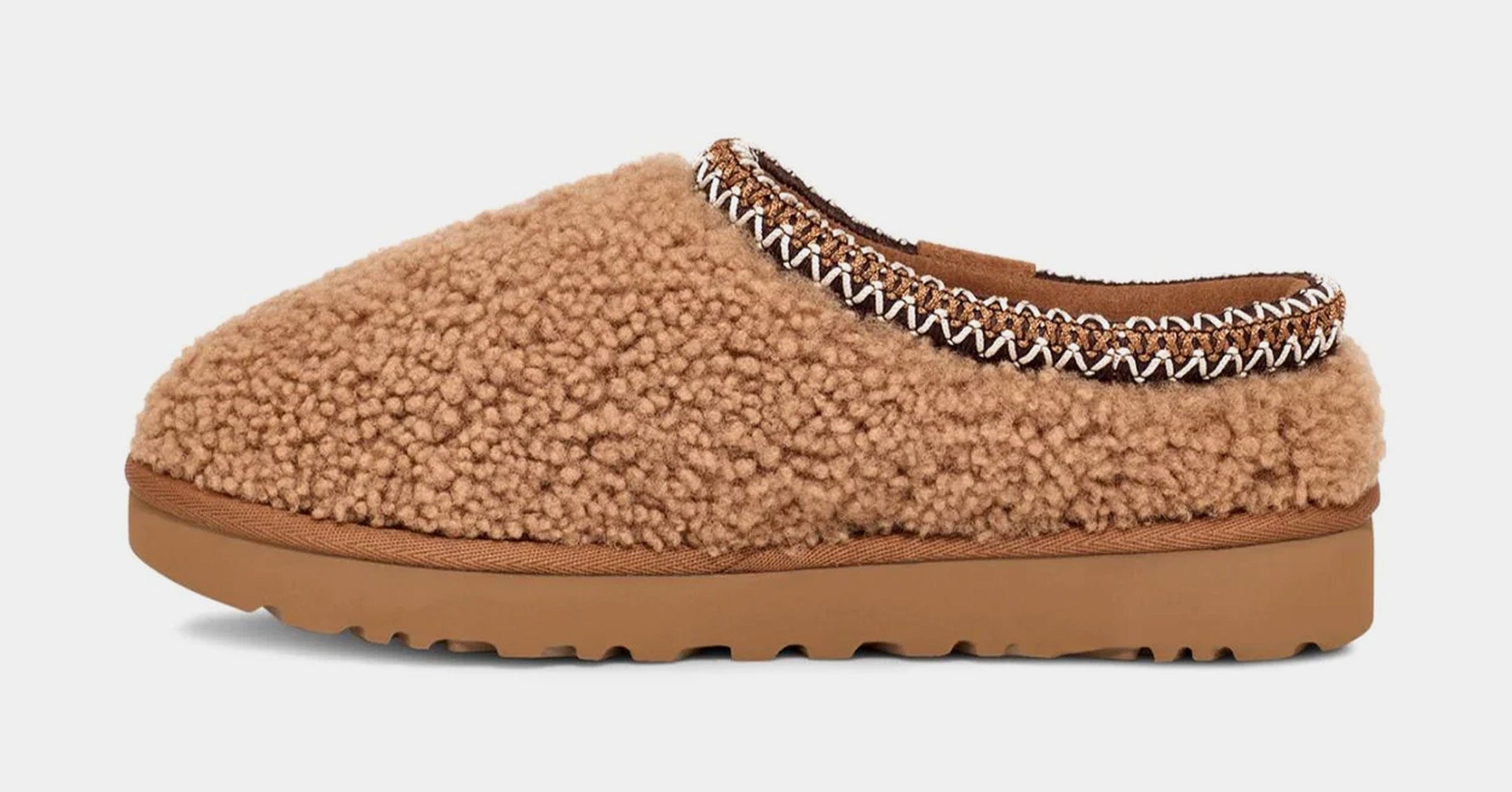 UGG Tasman Maxi Curly Slipper Womens Sandals (Chestnut)