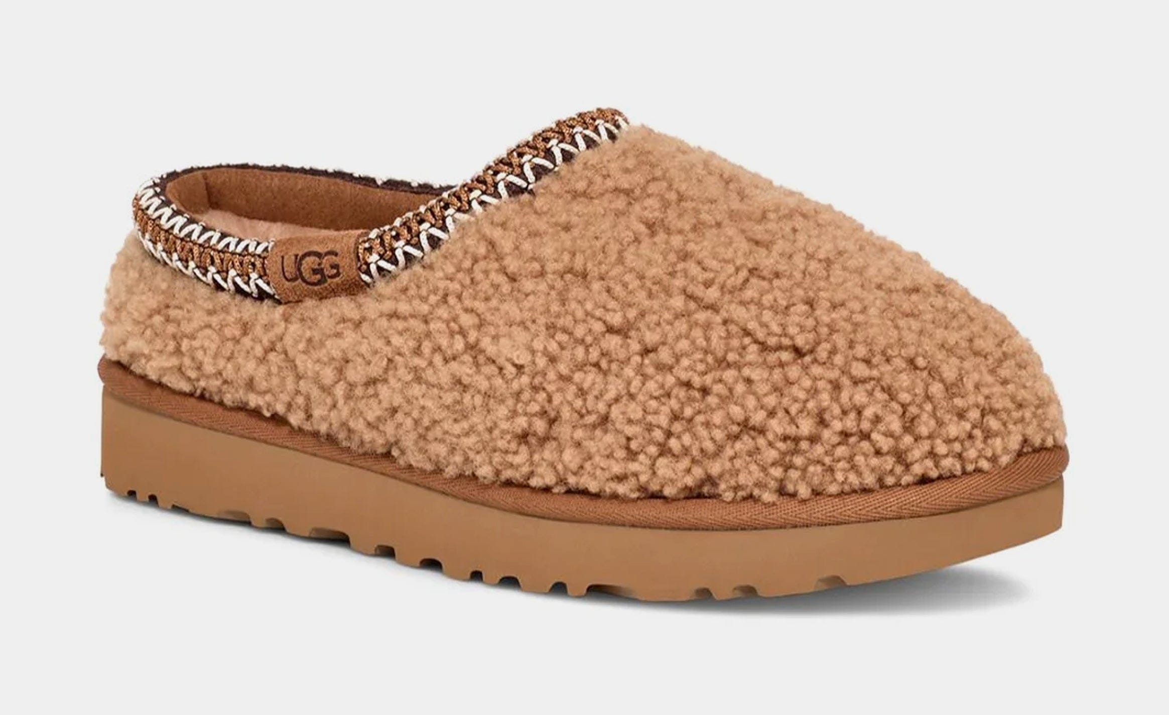 UGG Tasman Maxi Curly Slipper Womens Sandals (Chestnut)
