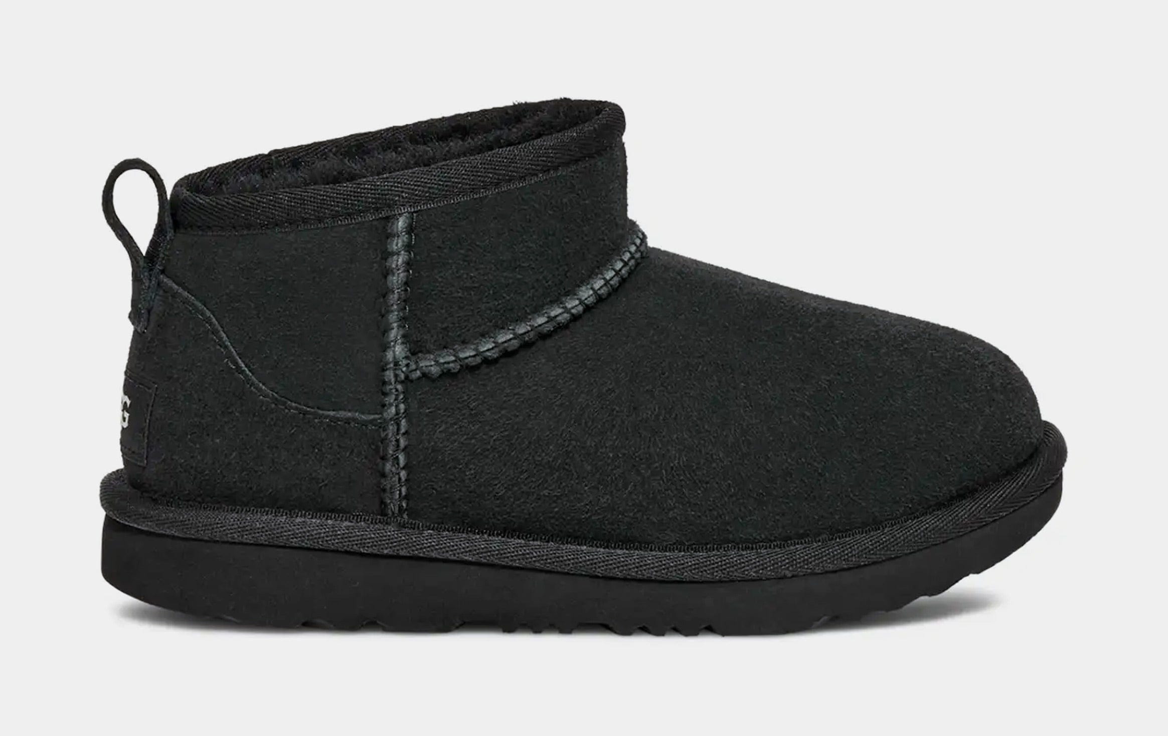 UGG Classic Ultra Mini Grade School Boots (Black)