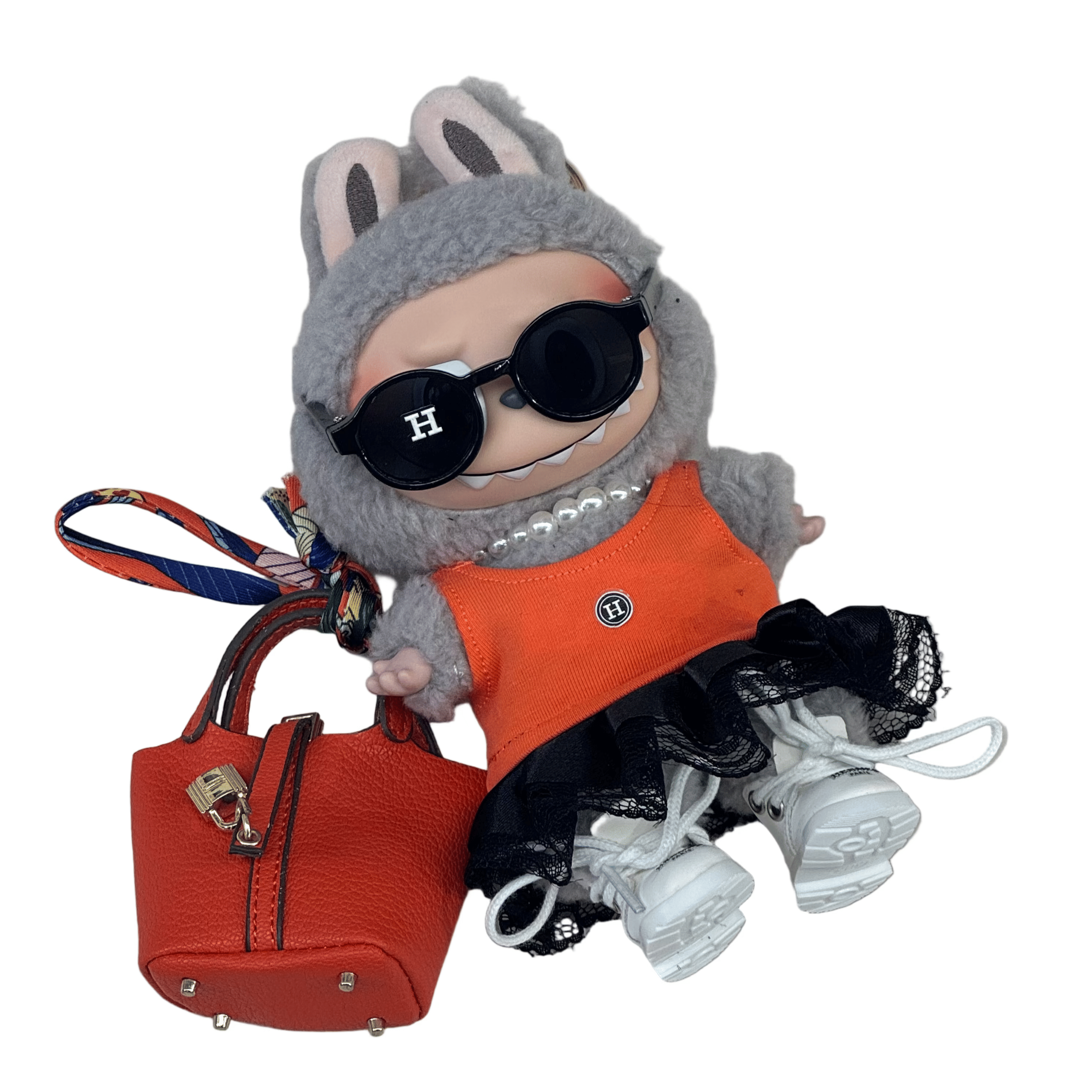 Pop Mart Labubu - Hermes Inspired 5 Piece Outfit Orange