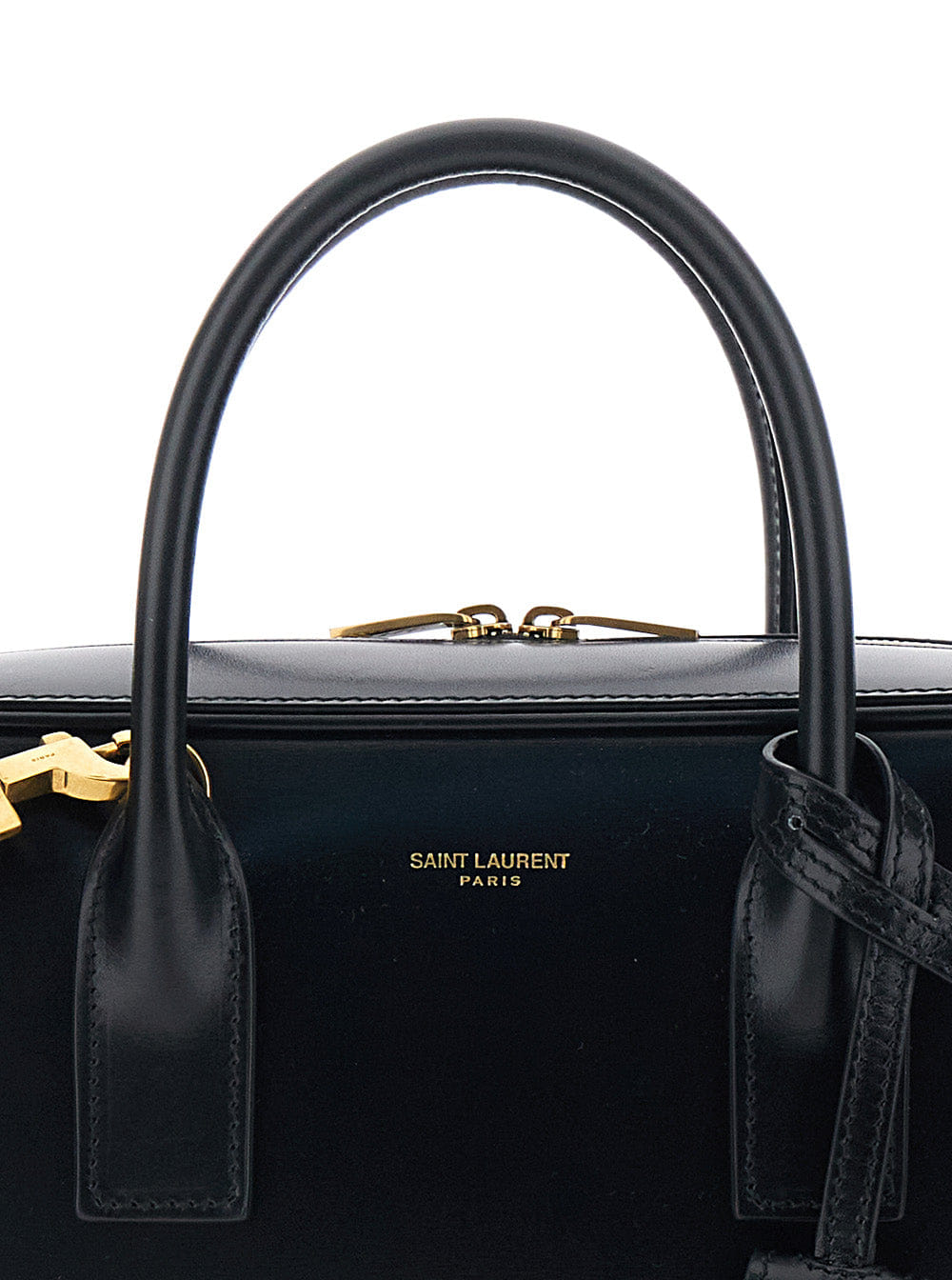Saint Laurent Women Sac De Jour Black Handbag With Logo Lettering And Pendant Padlock Detail In Leather Woman