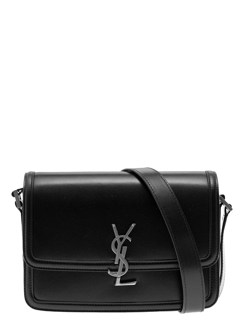 Saint Laurent Men Cassandre Black Messenger Bag With Cassandre Detail In Smooth Leather Men
