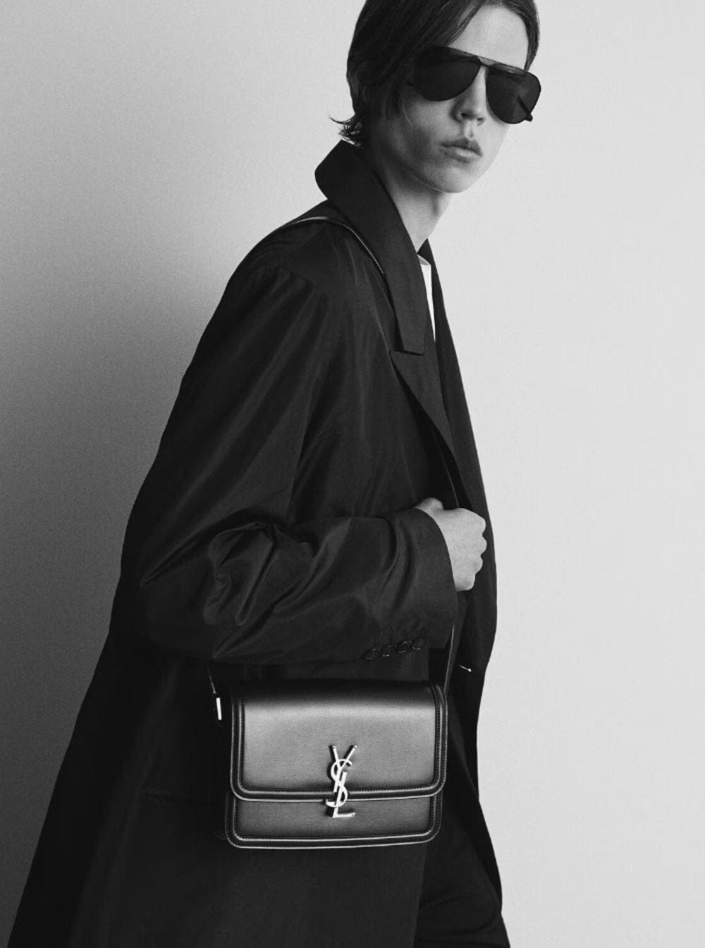 Saint Laurent Men Cassandre Black Messenger Bag With Cassandre Detail In Smooth Leather Men