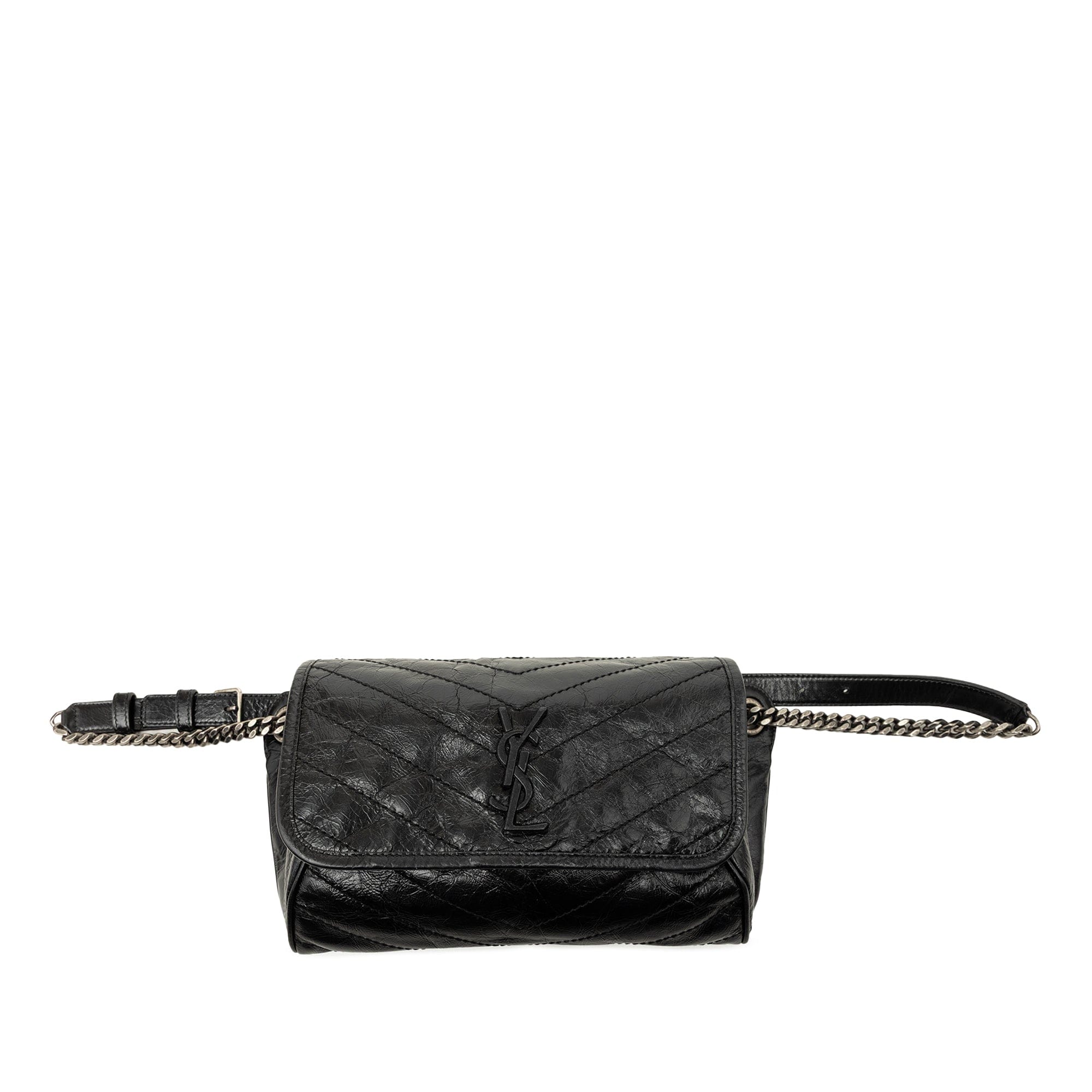 Saint Laurent Crinkled Calfskin Monogram Niki Belt Bag